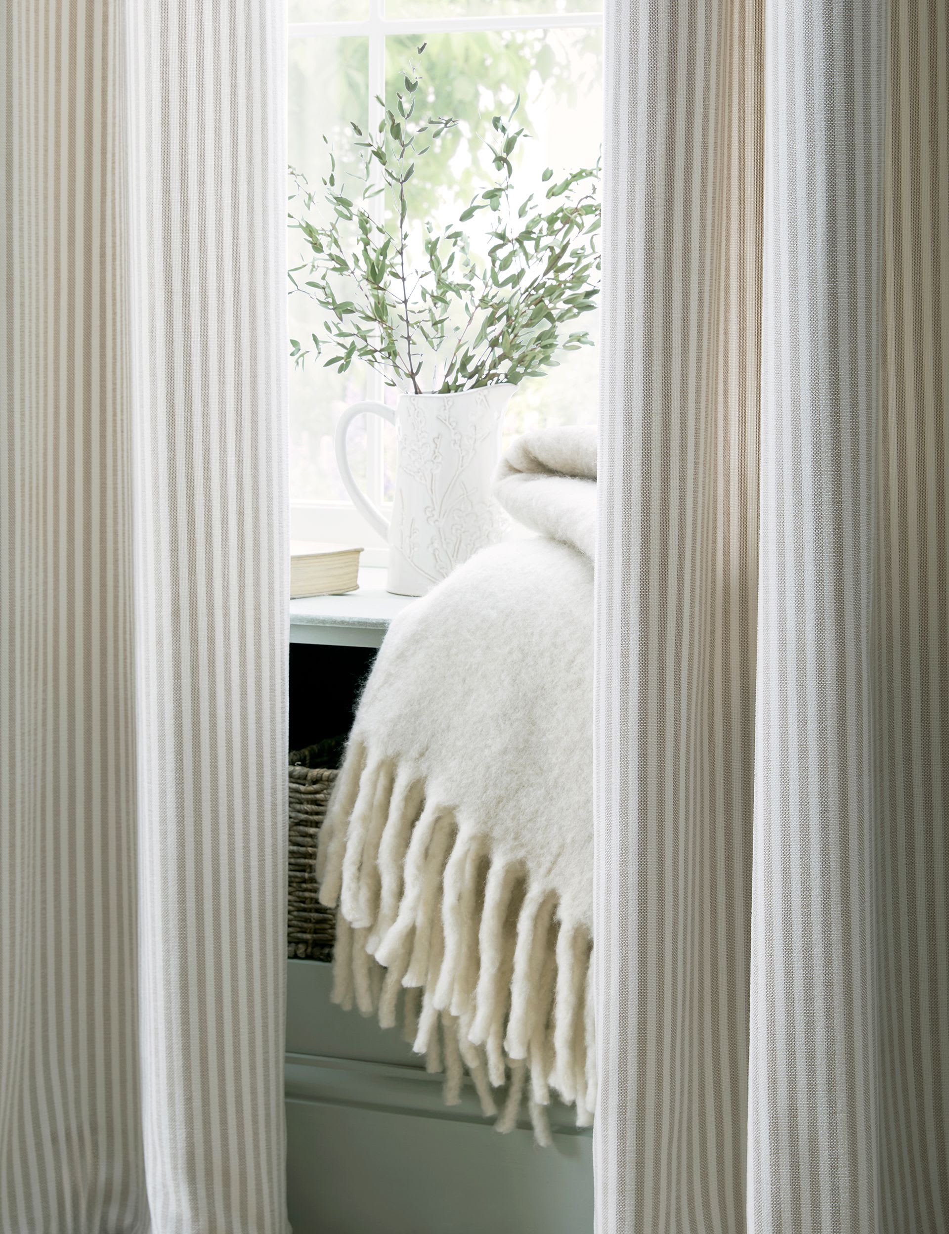 Laura Ashley Cornish Chenille Striped Eyelet Curtains, UK version