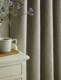 Laura Ashley Milbourne herringbone eyelet curtains, imported from the UK