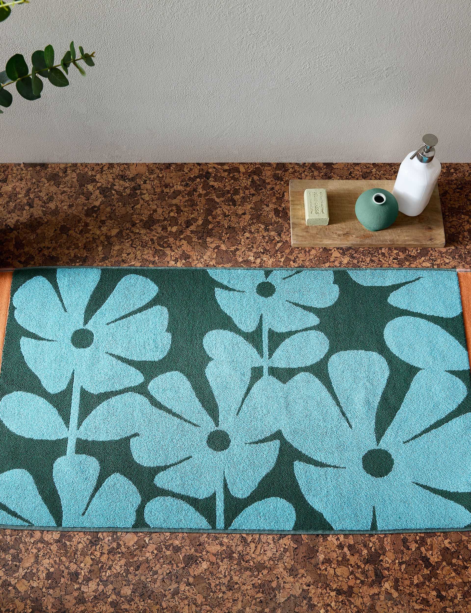 Orla Kiely Pure Cotton Wildflower Bath Mat 50cm x 90cm
