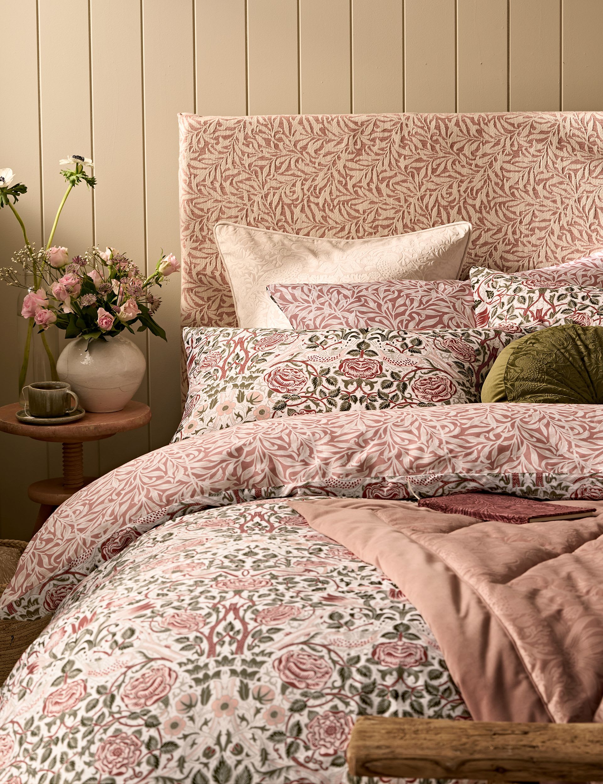 Laura Ashley Pure Cotton Rose Brick pillowcases set of 2, imported from the UK