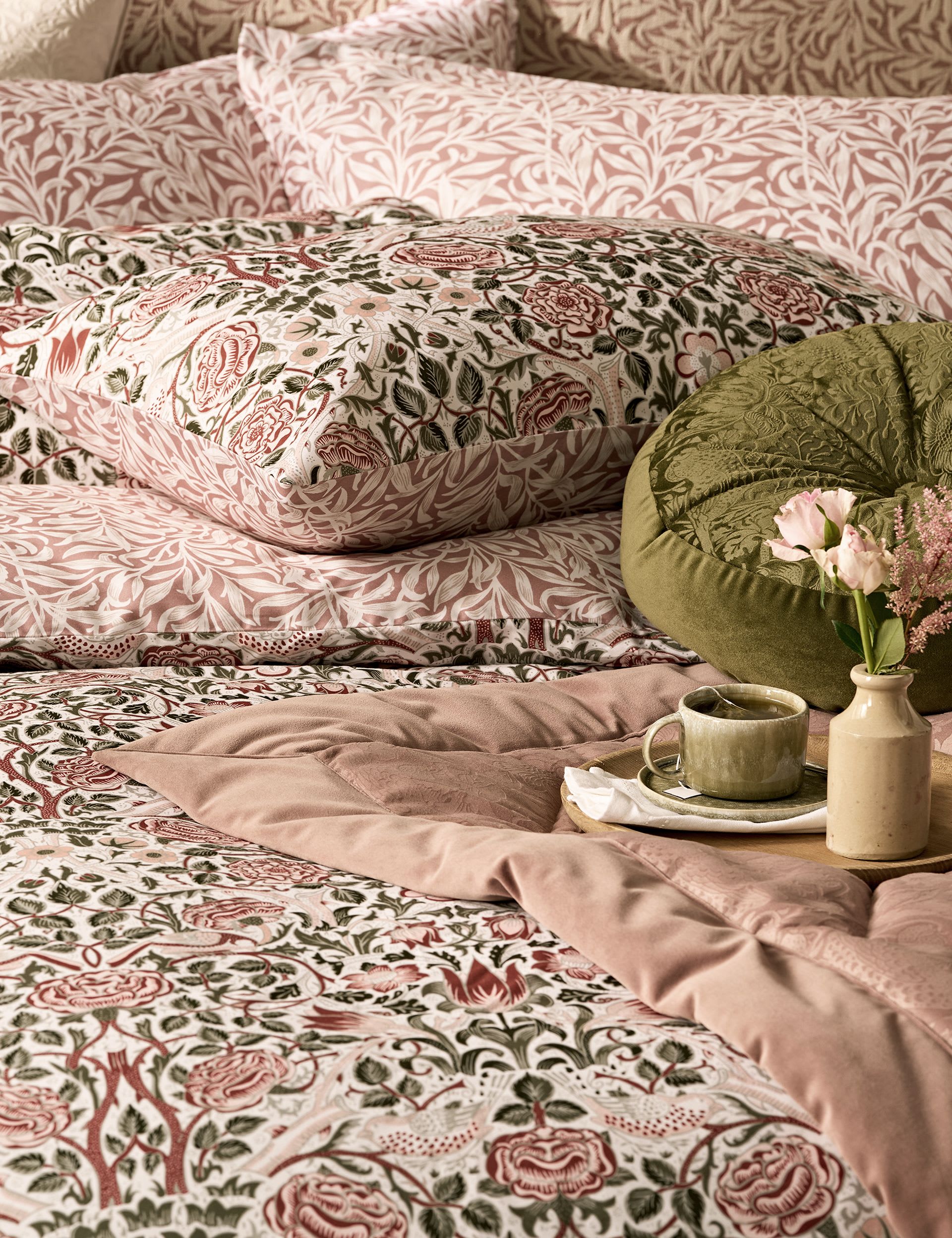 Laura Ashley Pure Cotton Rose Brick pillowcases set of 2, imported from the UK