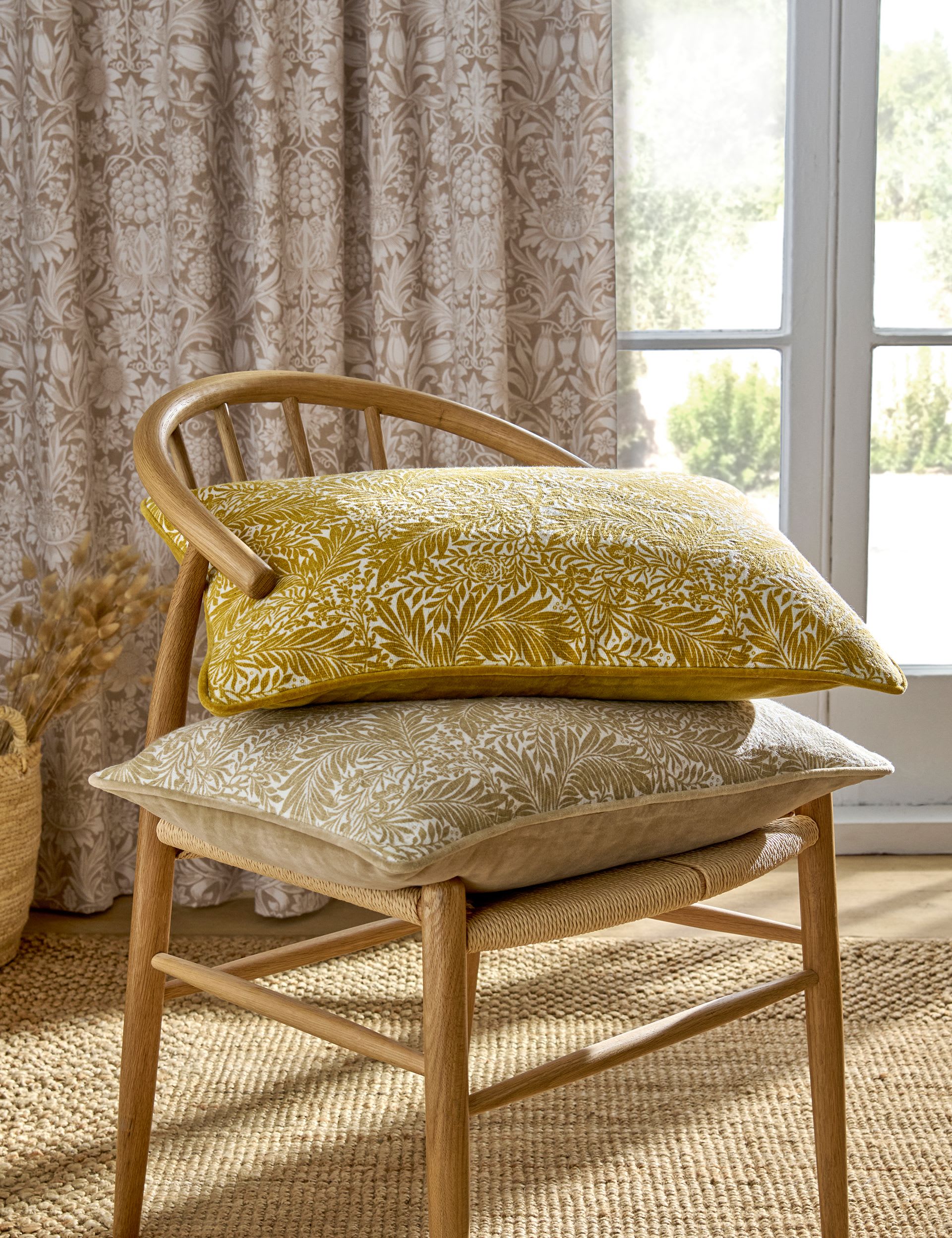 William Morris At Home Larkspur cotton bolster cushion 40x60 cm (British brand)