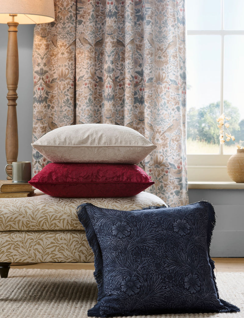 William Morris Strawberry Thief velvet cushion 50cm (British brand)