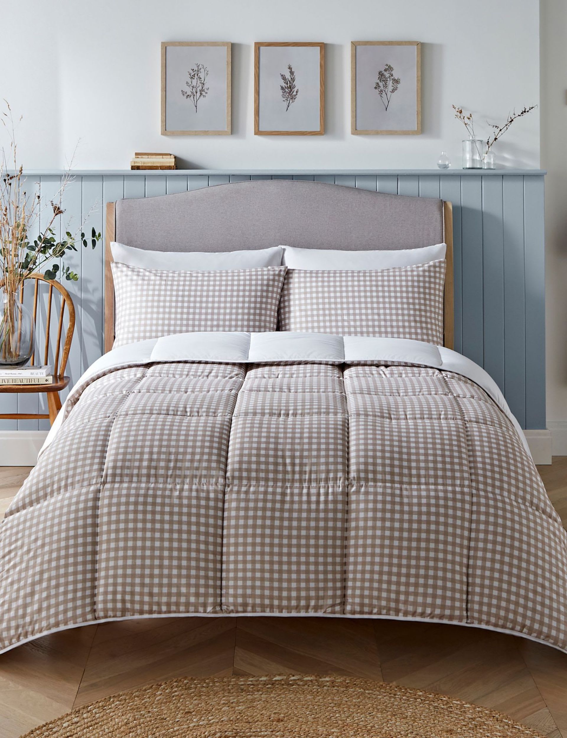 Night Lark gingham 4.5 tog coverless duvet set, UK version