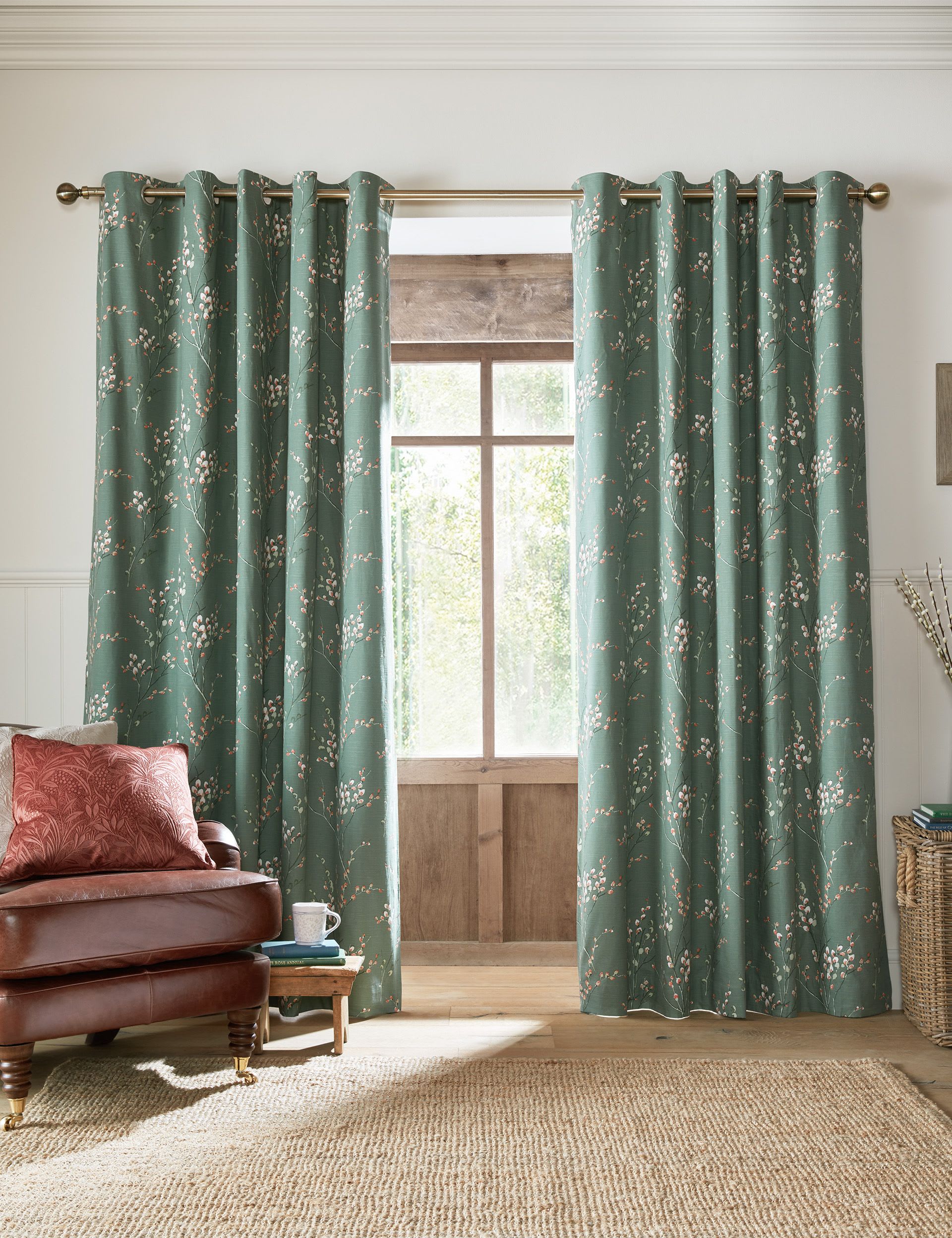 Laura Ashley Pussy Willow eyelet blackout curtains, imported from the UK