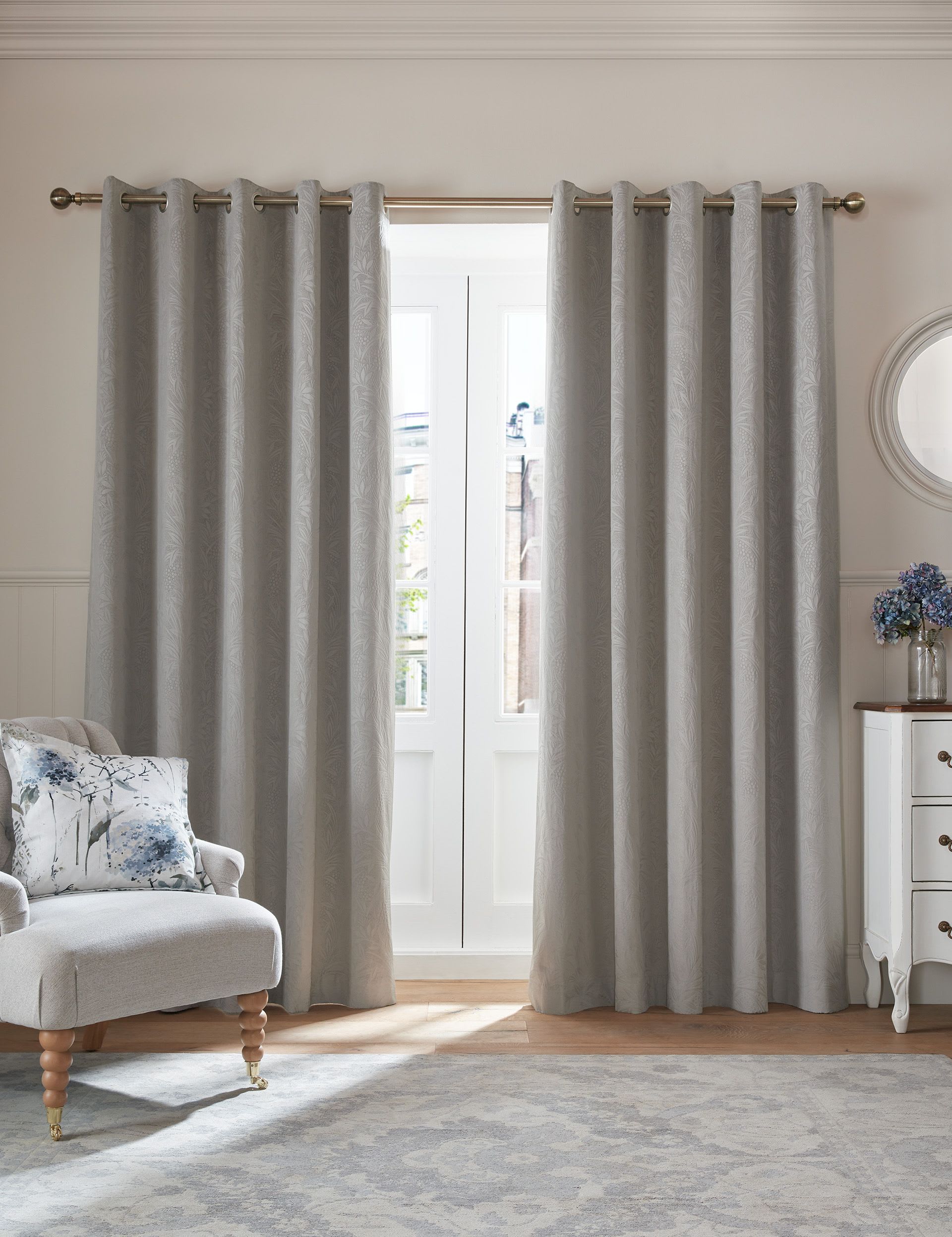 Laura Ashley Barley Embossed Eyelet curtains - British product
