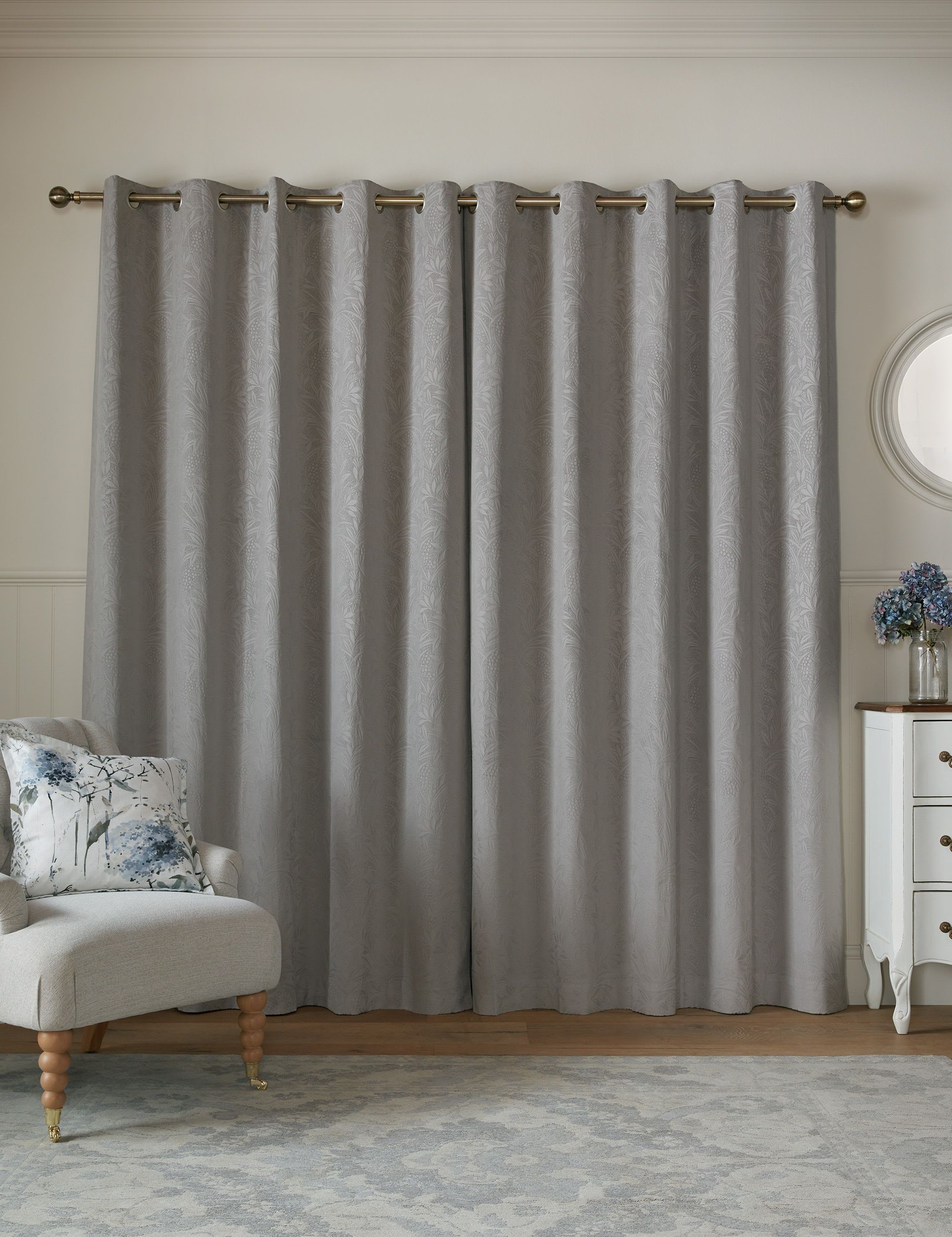 Laura Ashley Barley Embossed Eyelet curtains - British product