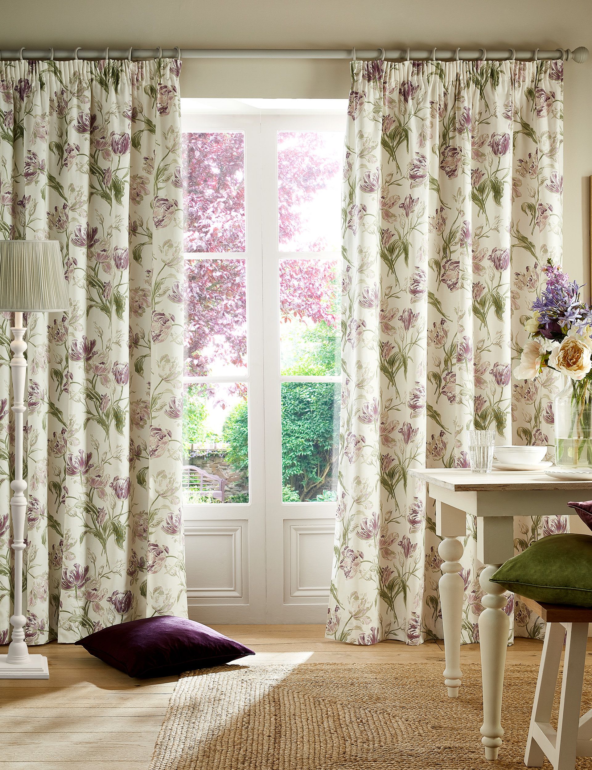 Laura Ashley Gosford pure cotton pencil pleat curtains (British brand)