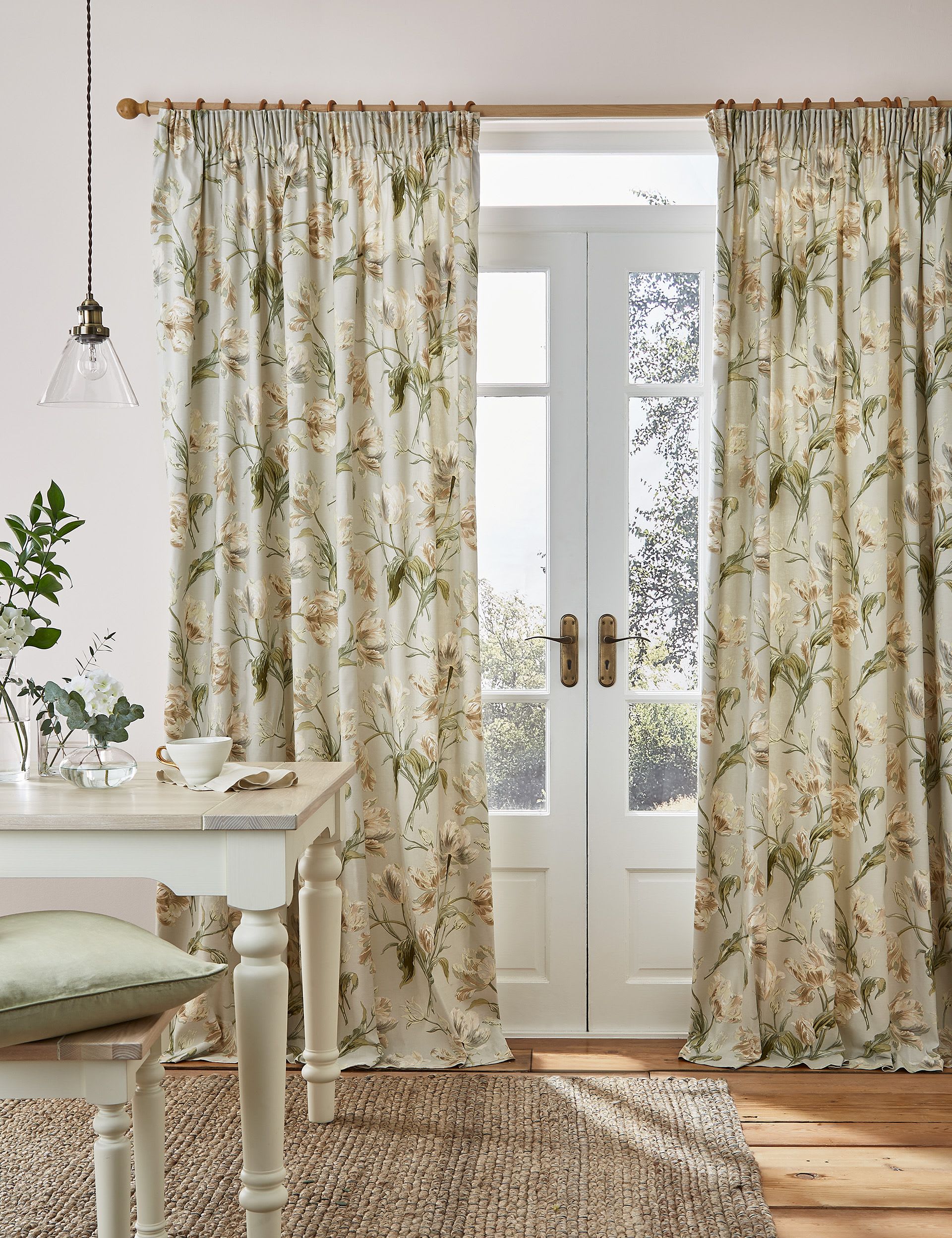 Laura Ashley Gosford Pure Cotton Pencil Pleat Curtains