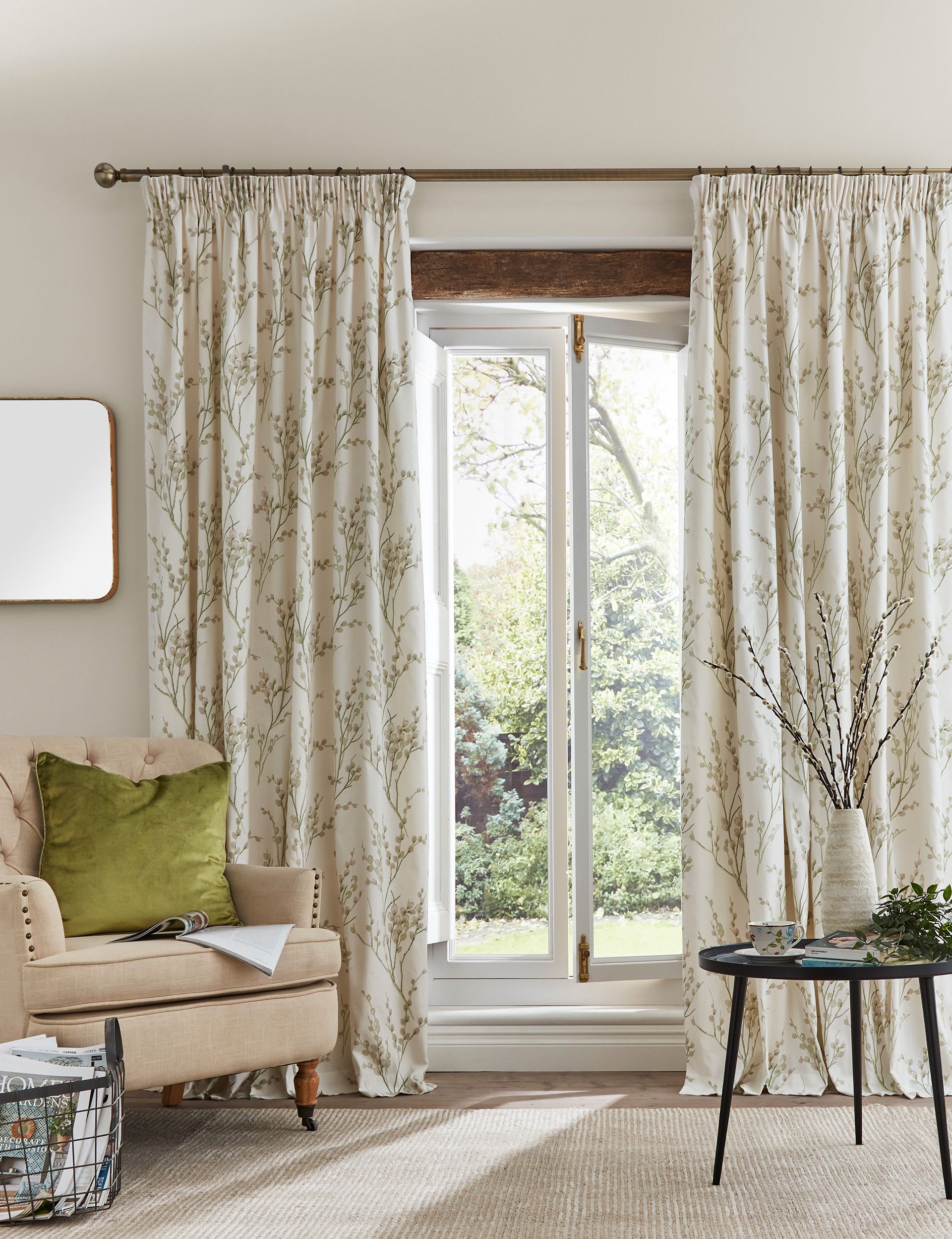 Laura Ashley pussy willow pencil pleat curtains, UK version