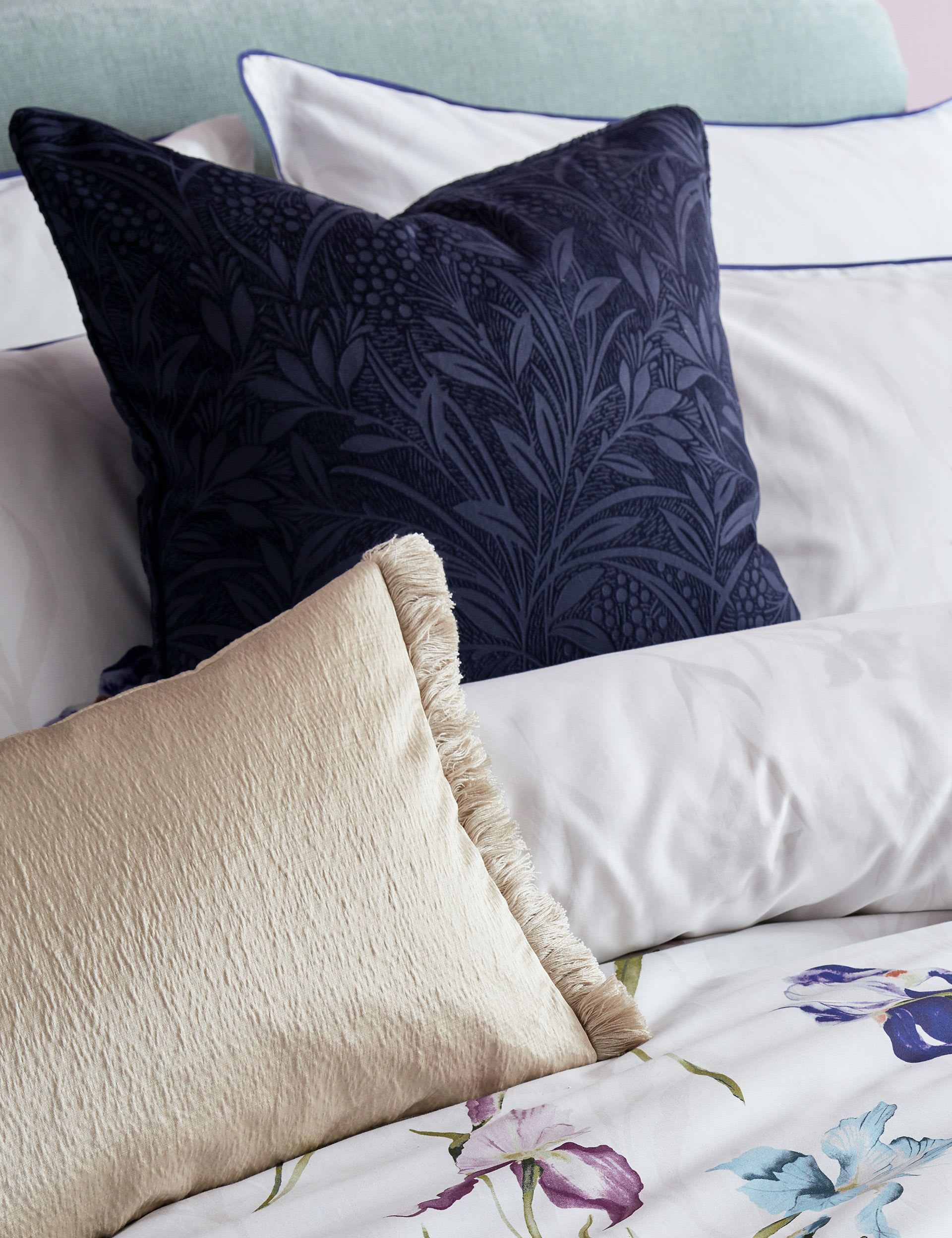 Laura Ashley Velvet Barley Embossed Cushion