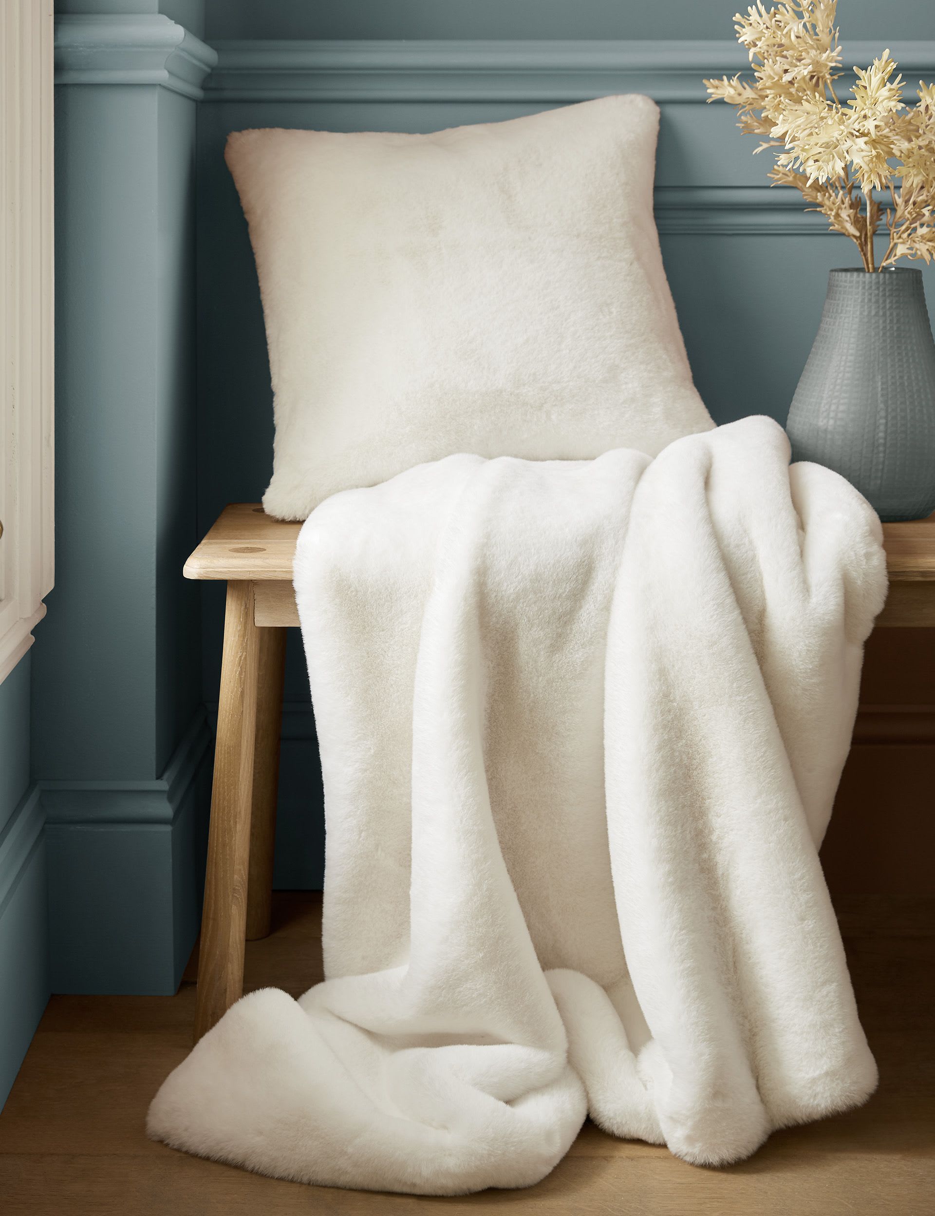 Laura Ashley Newland faux fur cushion 45cm, UK version