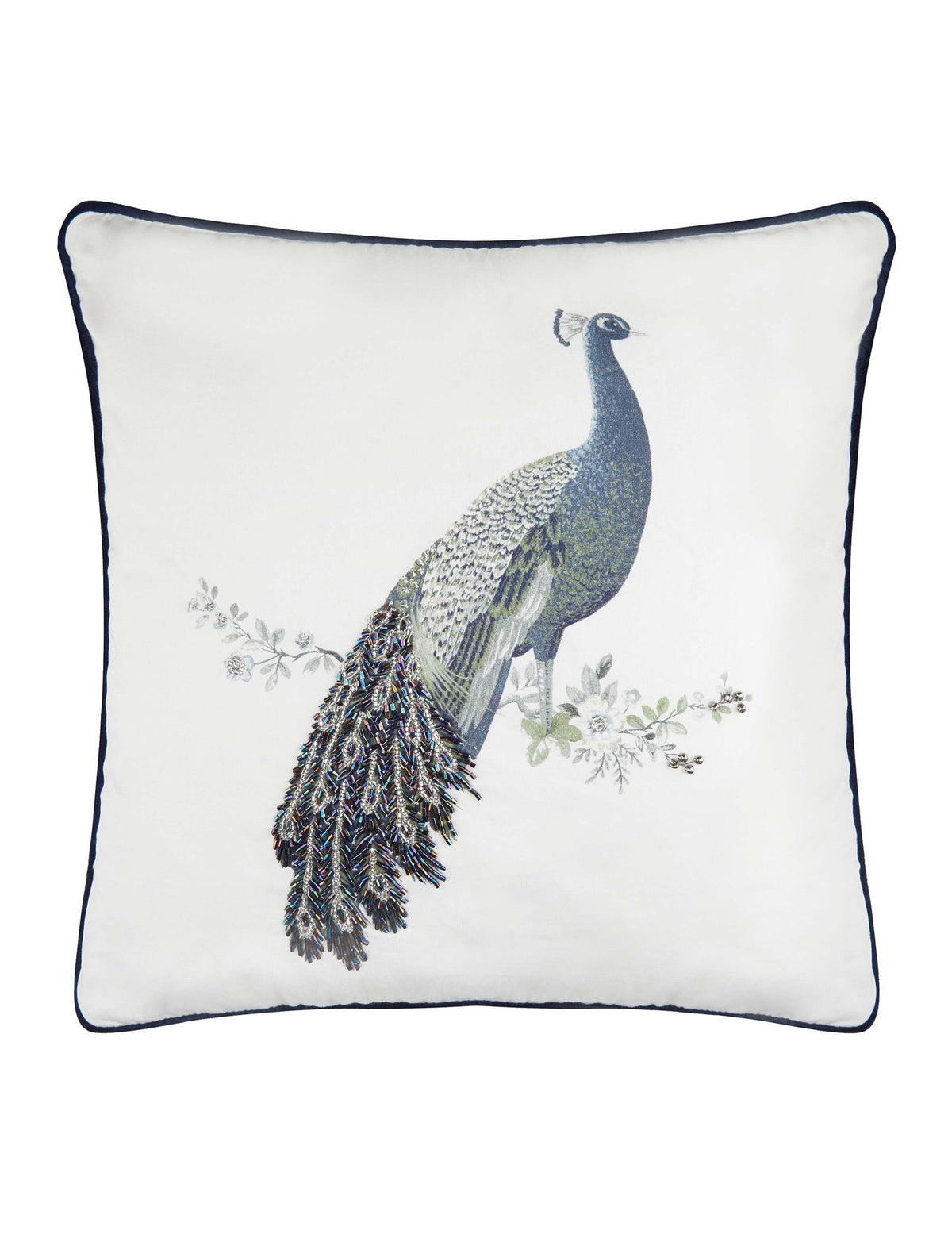 Laura Ashley pure cotton peacock cushion, UK version