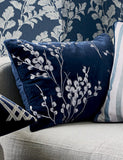 Laura Ashley Pussy Willow Velvet Embroidered Cushion