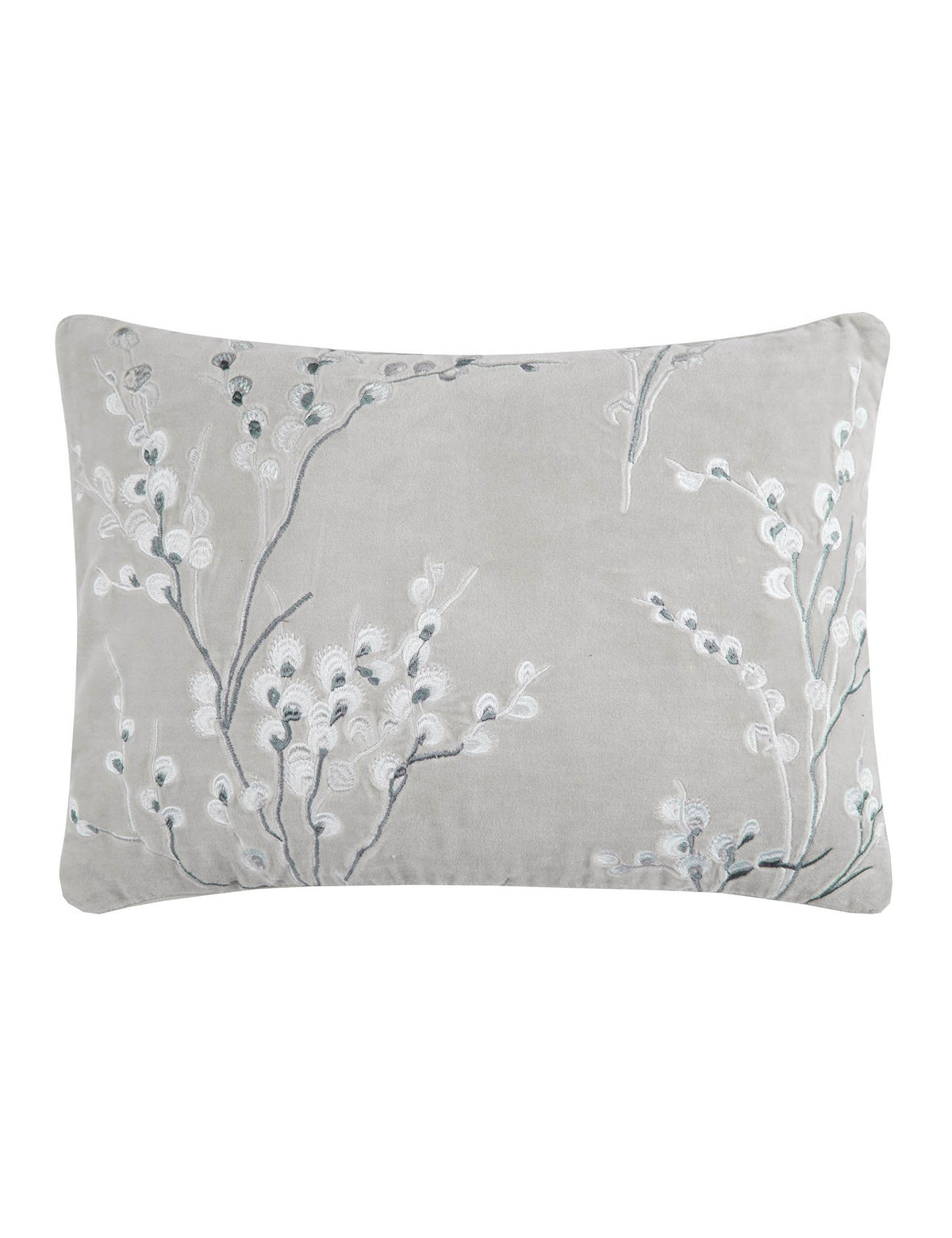 Laura Ashley Pussy Willow Velvet Embroidered Cushion
