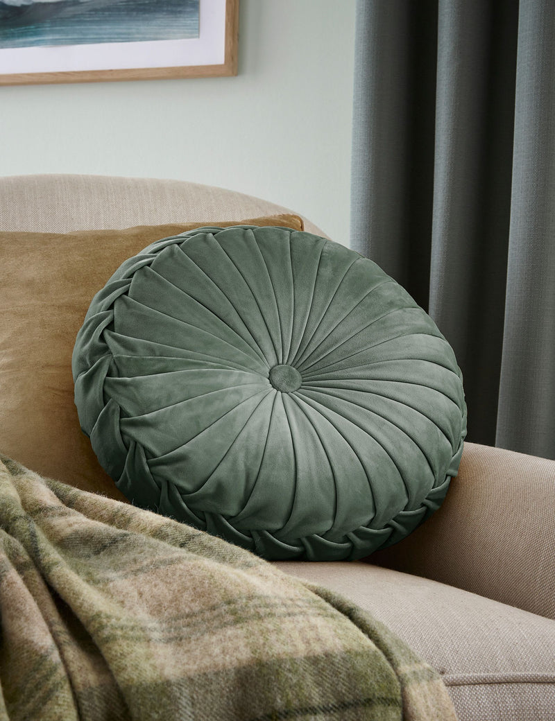 Laura Ashley Rosanna Velvet Round Pleated Cushion