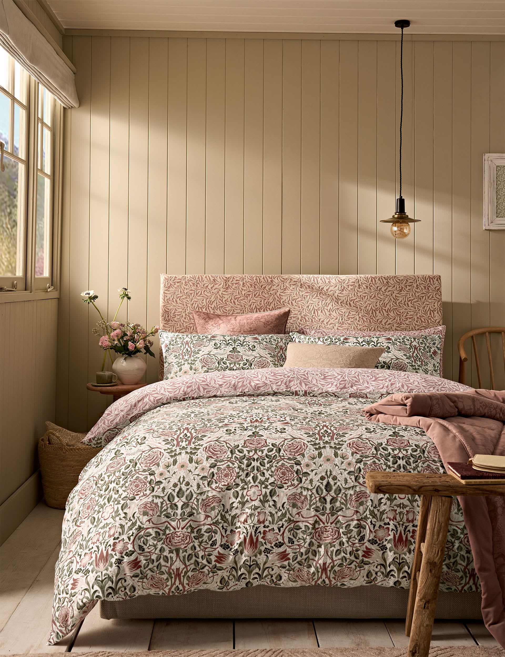 William Morris at Home Rose Brick pure cotton sateen bedding set - British product