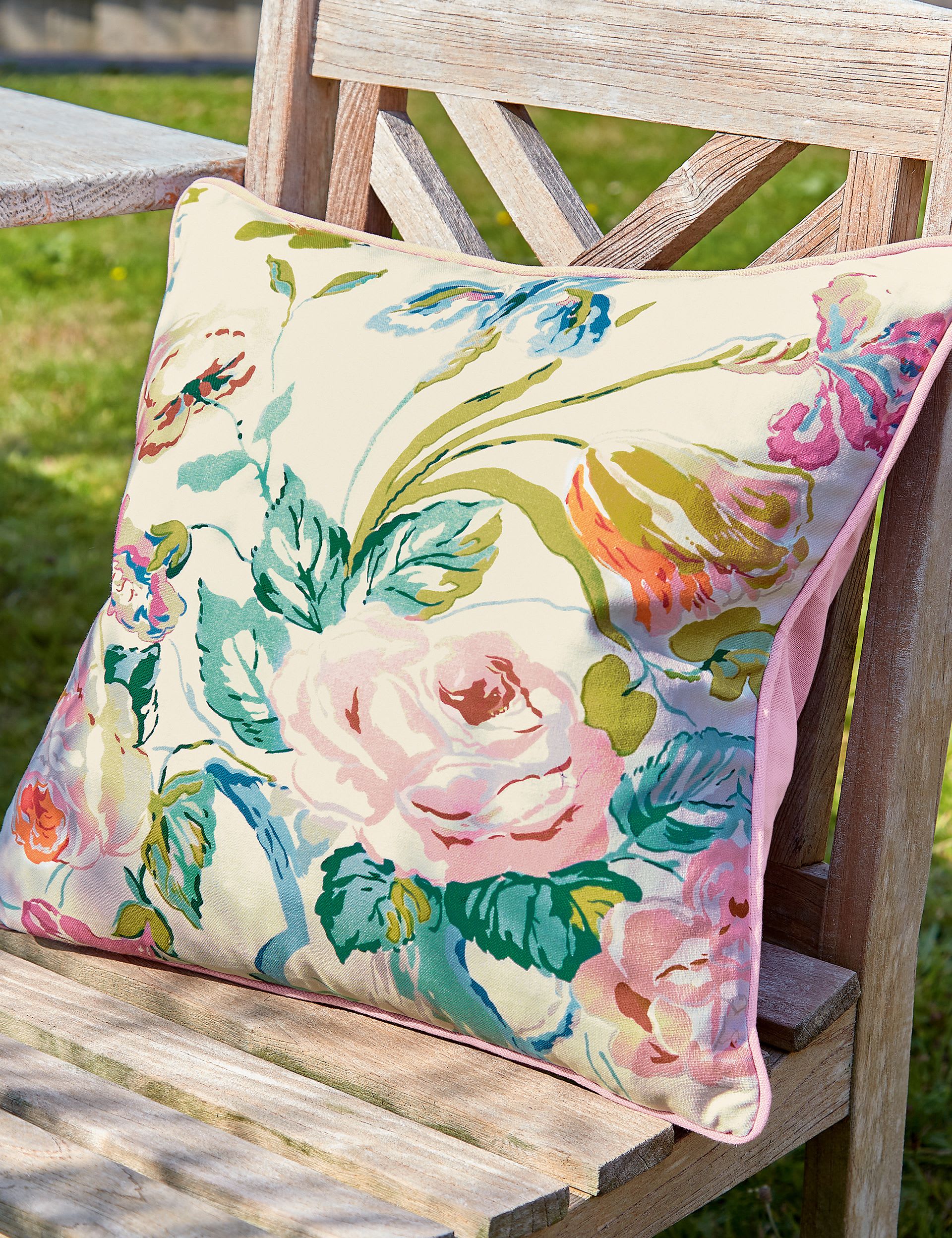 Land & Shore Bloom outdoor cushion 45cm, imported from the UK
