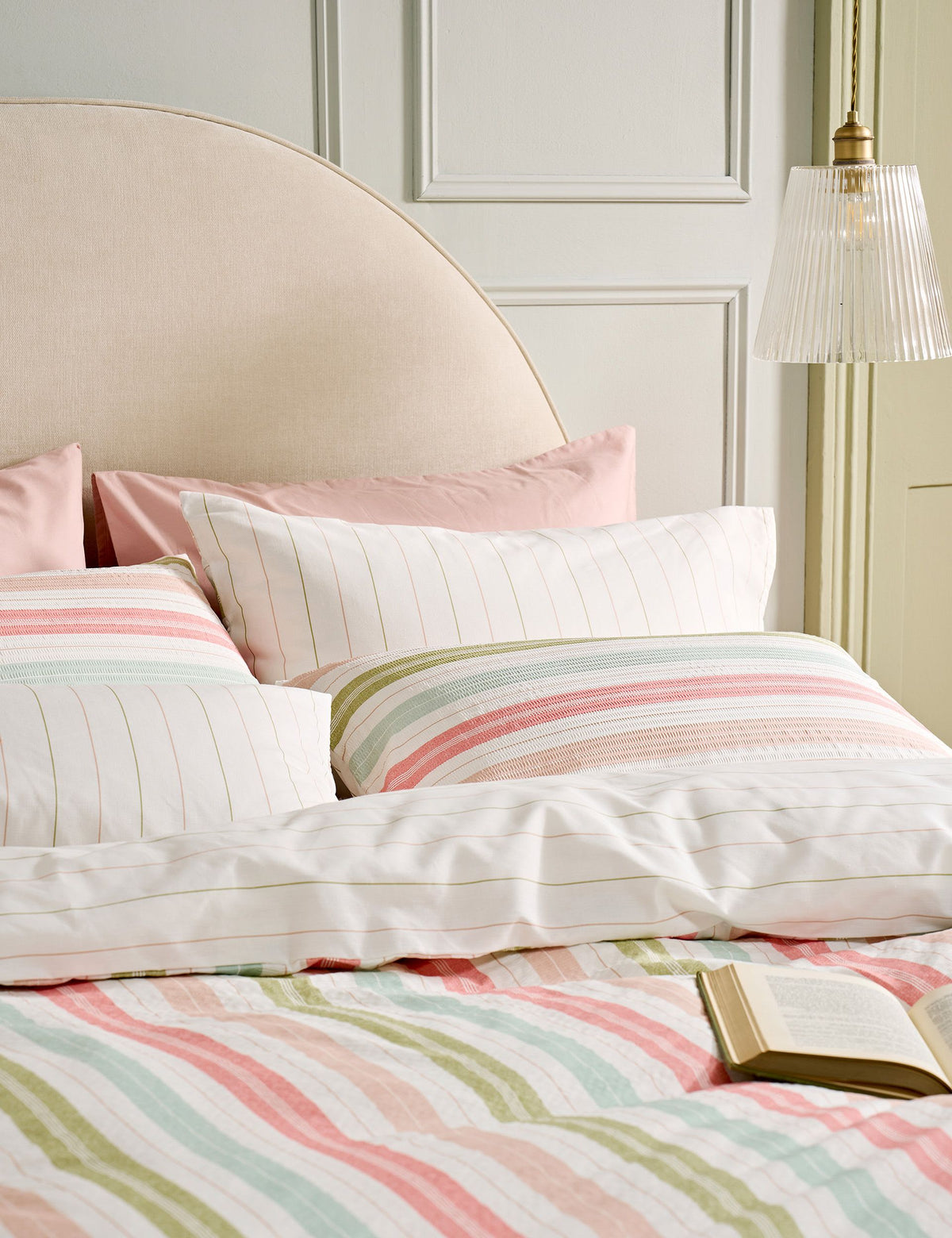Laura Ashley Sophie Stripe pure cotton pillowcases set of 2, imported from the UK