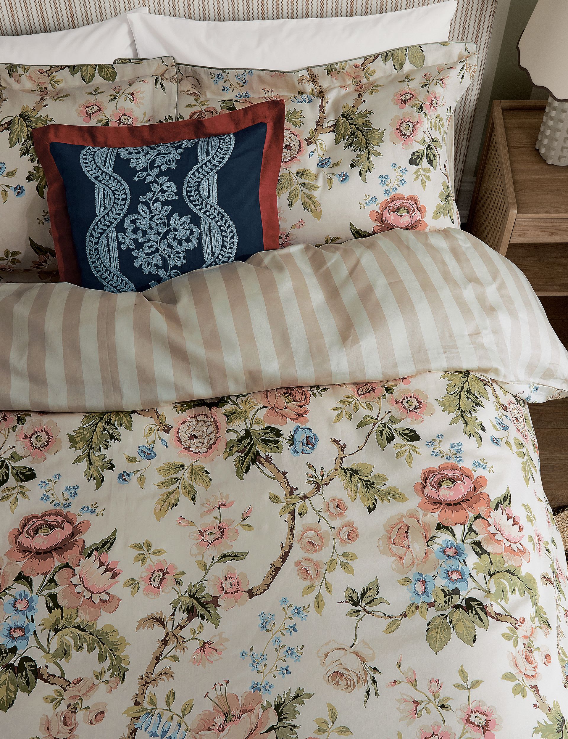 Sanderson embroidered cushion 45cm, imported from the UK