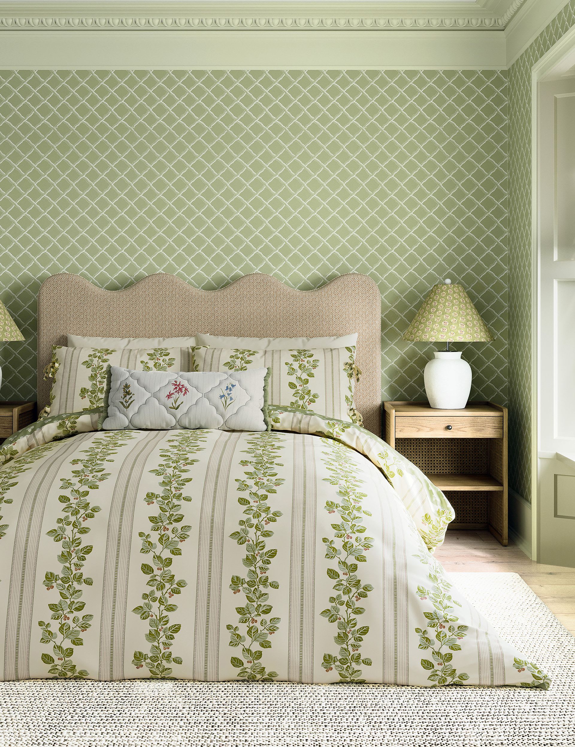 Sanderson cobnut stripe bedding set (British brand)