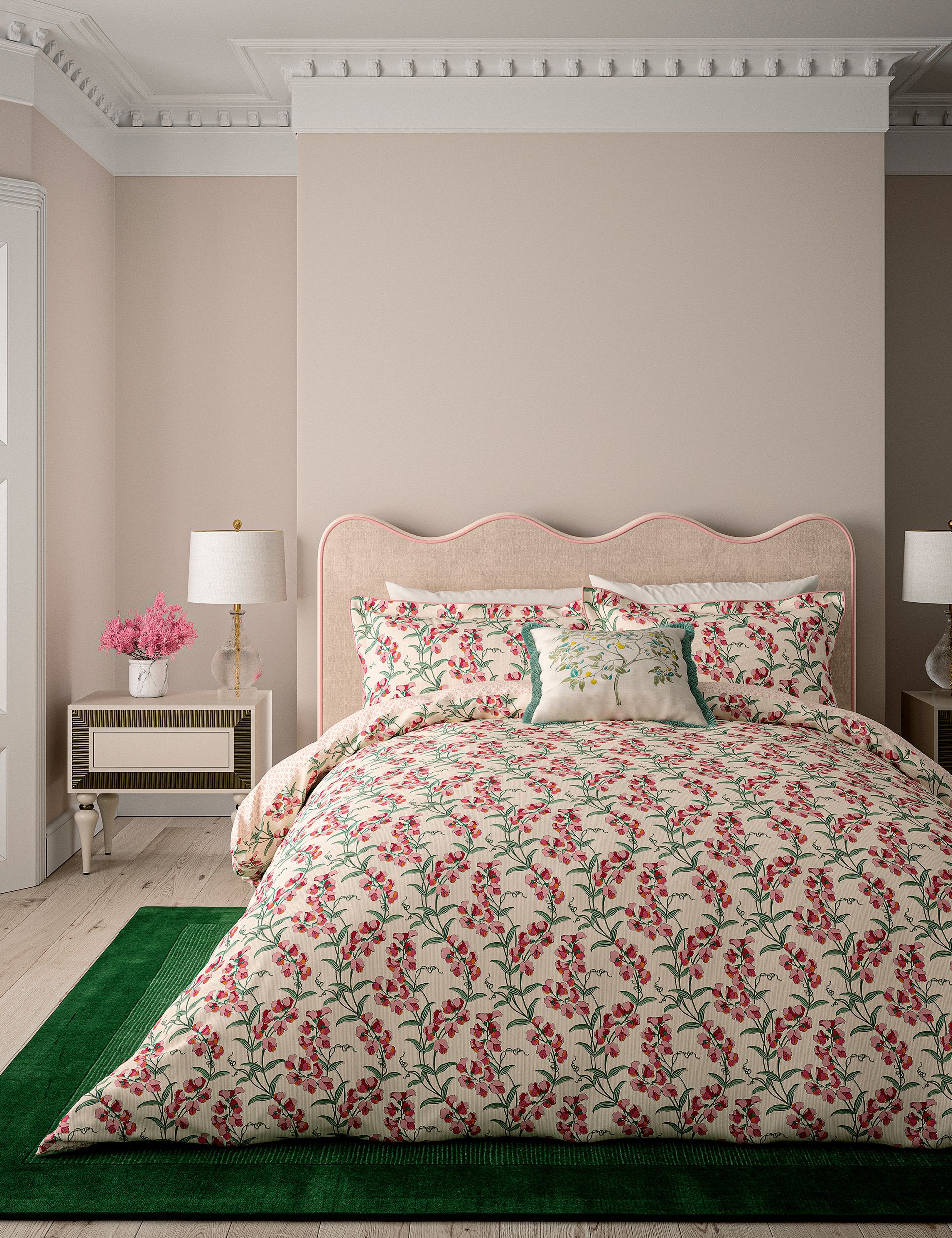 V&A cotton cushion with ornamental tree design, UK version