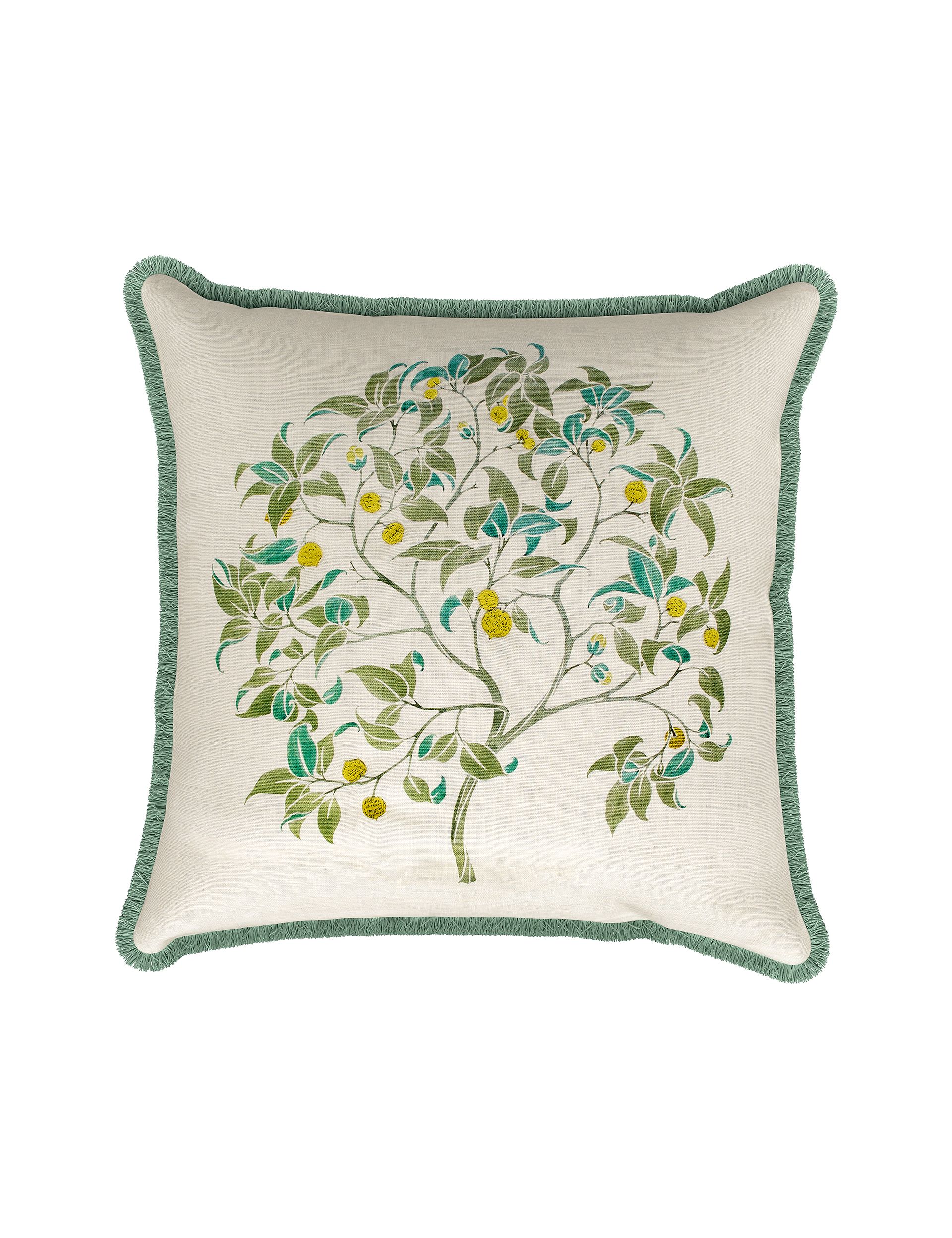 V&A cotton cushion with ornamental tree design, UK version