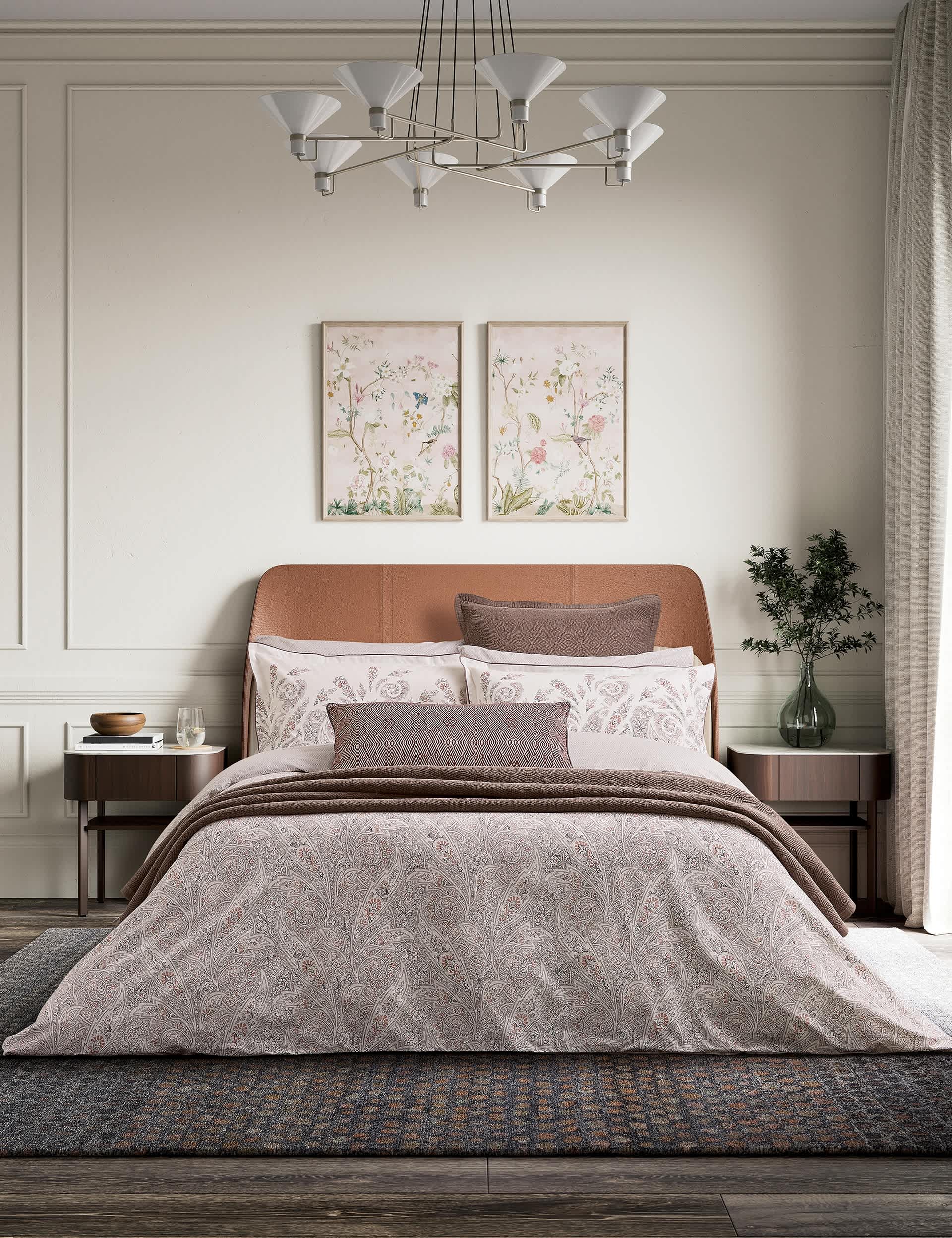 Bedeck of Belfast geometric square pillowcase 1000-thread-count cotton (British brand)