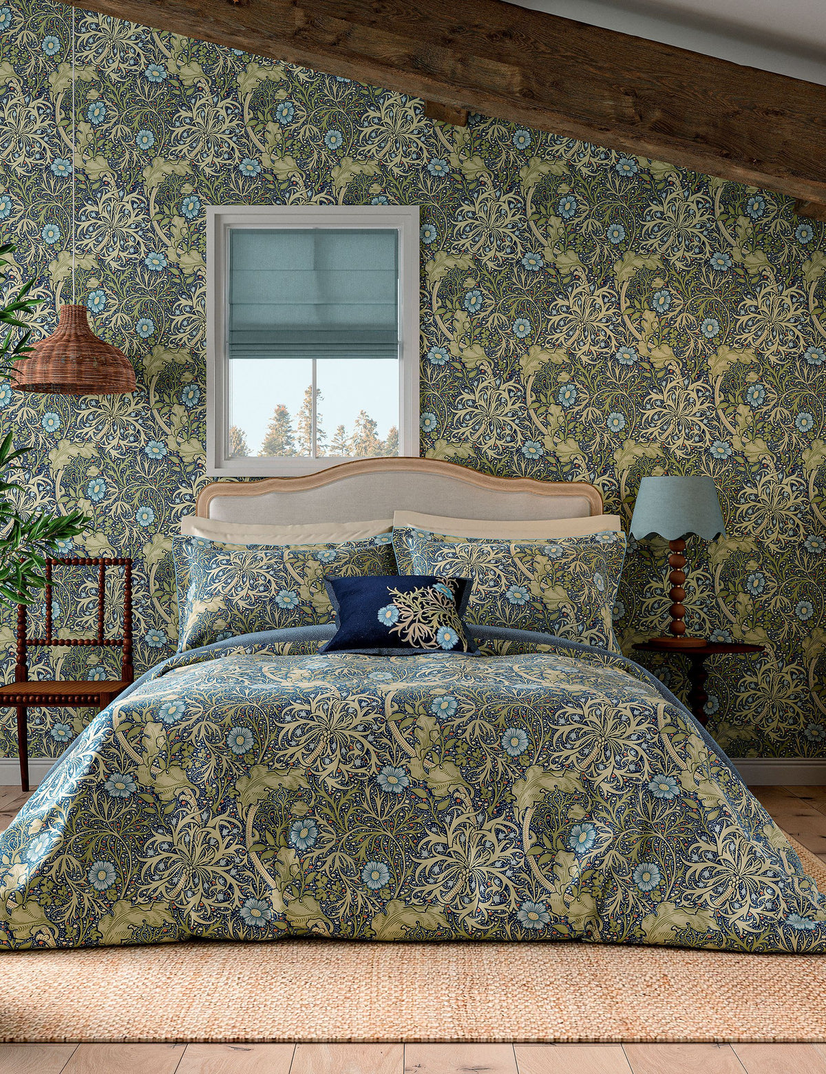 Morris & Co pure cotton bedding set seaweed design (British brand)