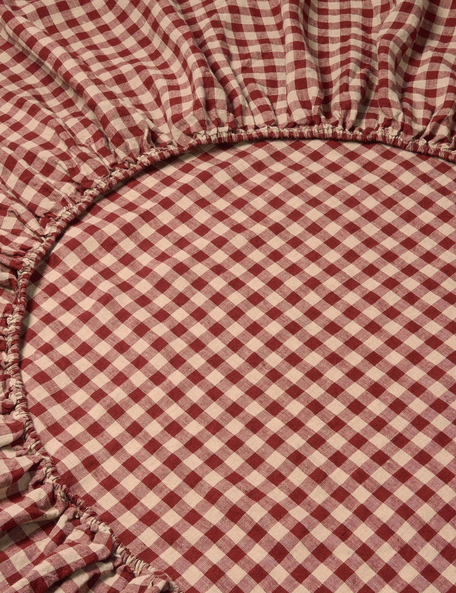 Piglet In Bed Linen Rich Gingham Fitted Sheet