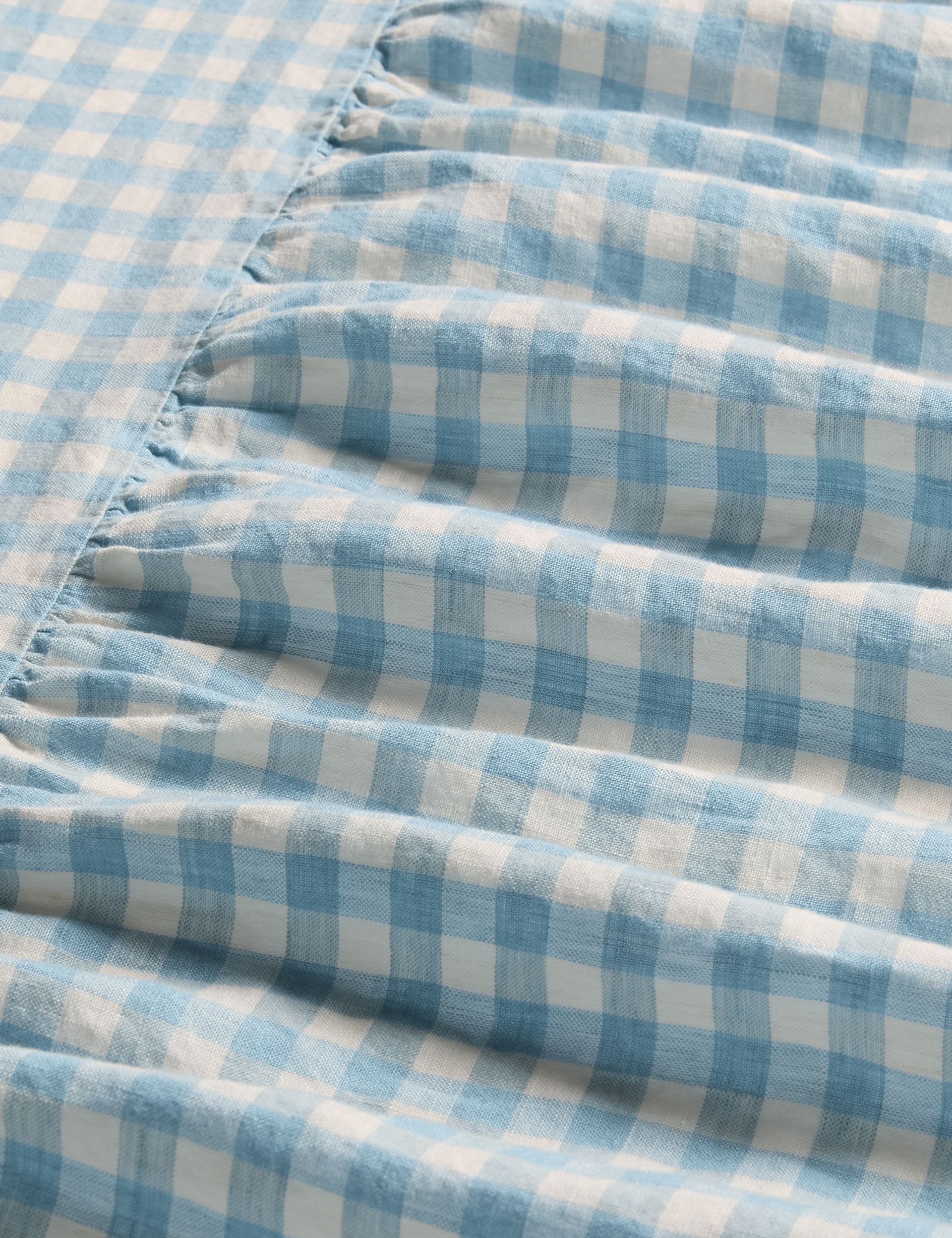 Piglet in Bed gingham linen valance sheet, UK version