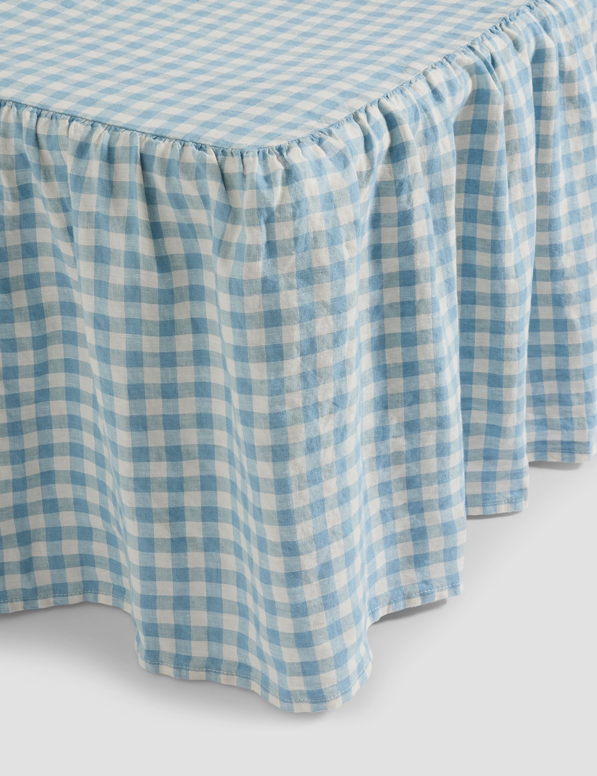 Piglet in Bed gingham linen valance sheet, UK version
