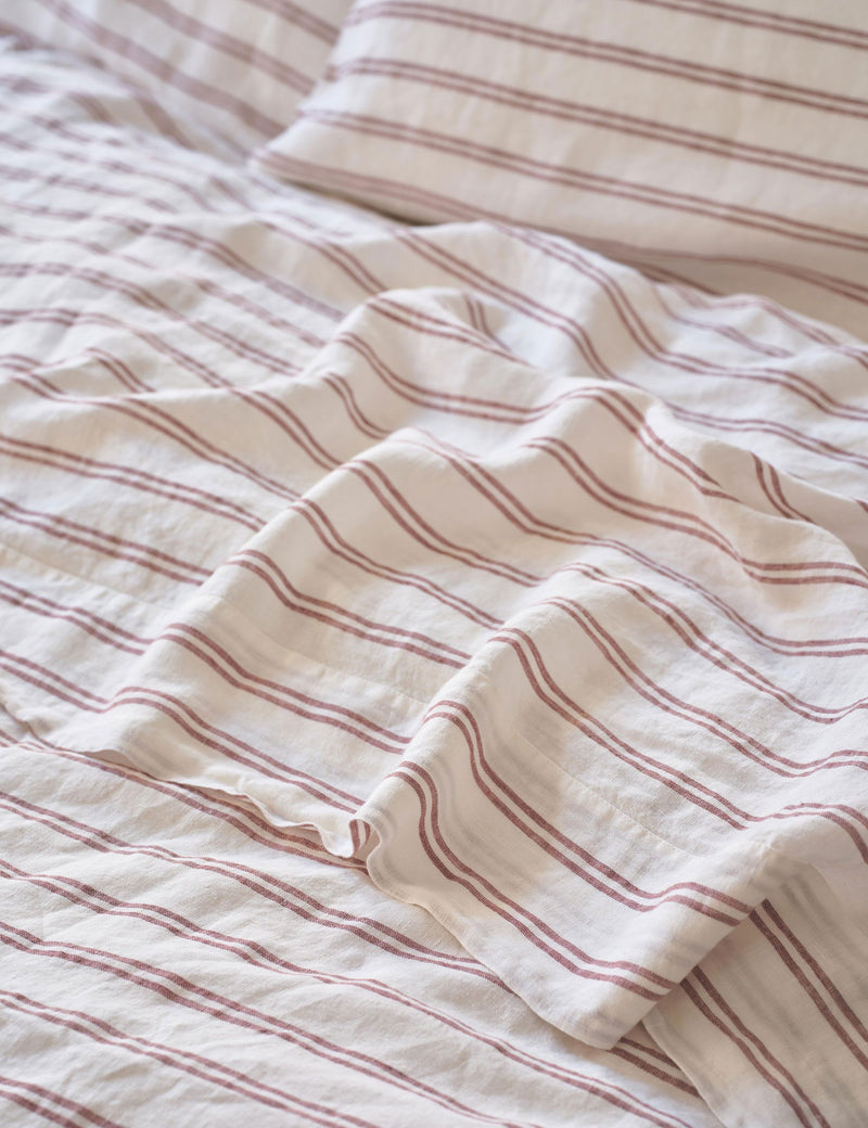 Piglet in Bed linen rich striped flat sheet - British product