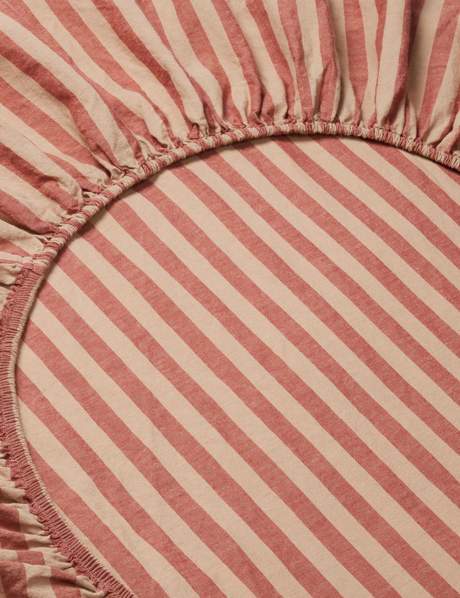 Piglet in Bed pure linen Pembroke Stripe fitted sheet (British brand)