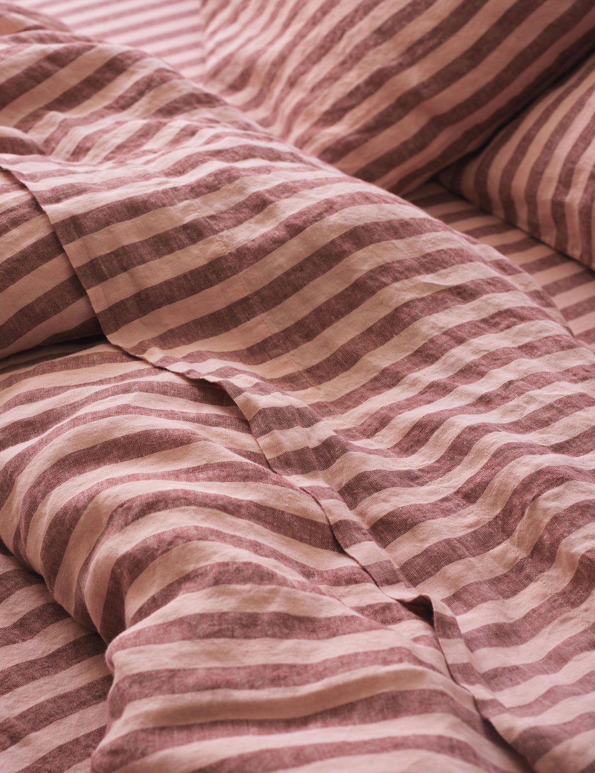 Piglet in Bed Pure Linen Striped Flat Sheet Sandstone Red Pembroke Stripe