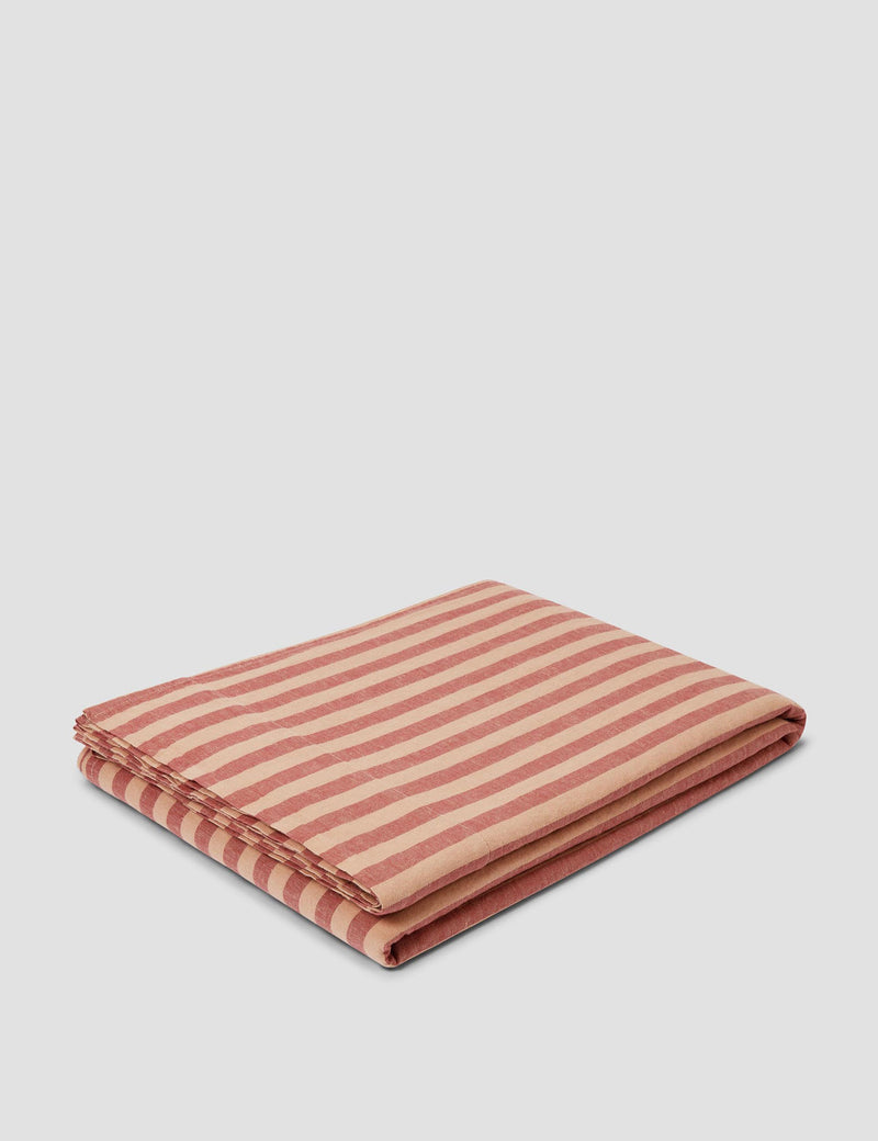 Piglet in Bed pure linen striped flat sheet - British product