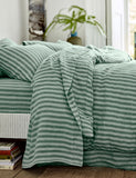 Piglet In Bed Pure Linen Striped Flat Sheet