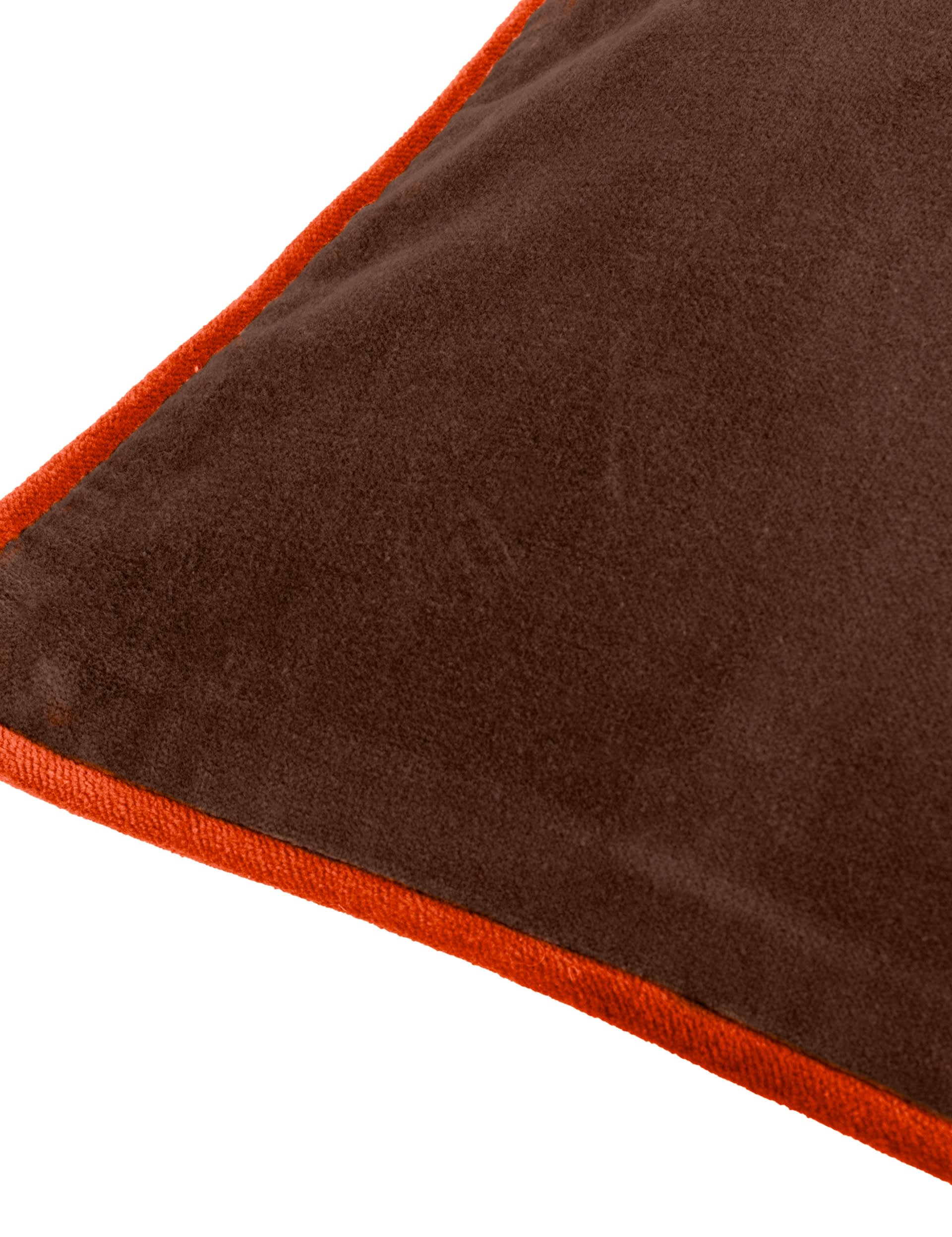 MADE Bailey brushed cotton velvet cushion with contrast piping, imported from the UK