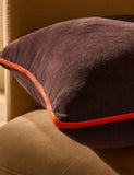 MADE Bailey brushed cotton velvet cushion with contrast piping, imported from the UK