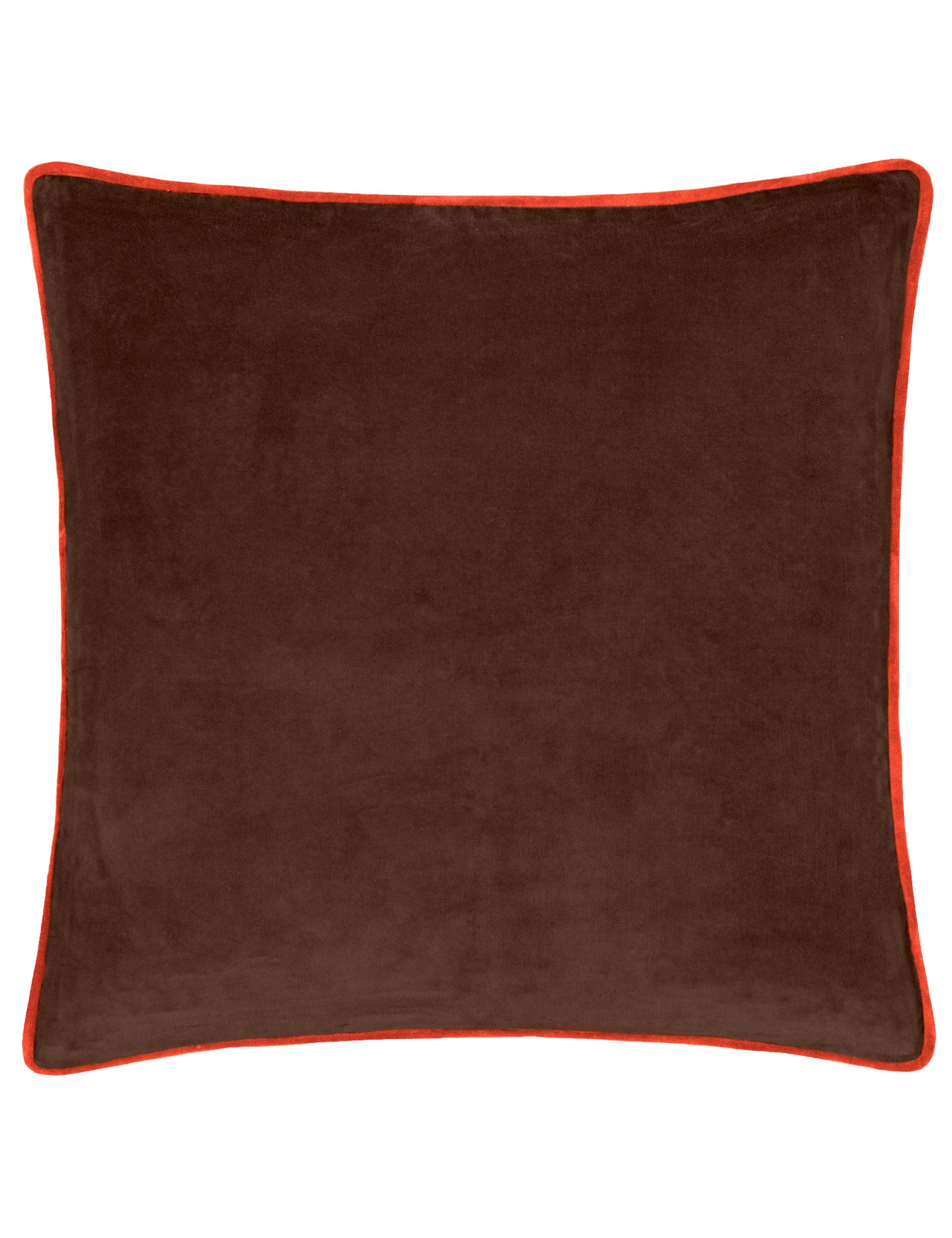 MADE Bailey brushed cotton velvet cushion with contrast piping, imported from the UK