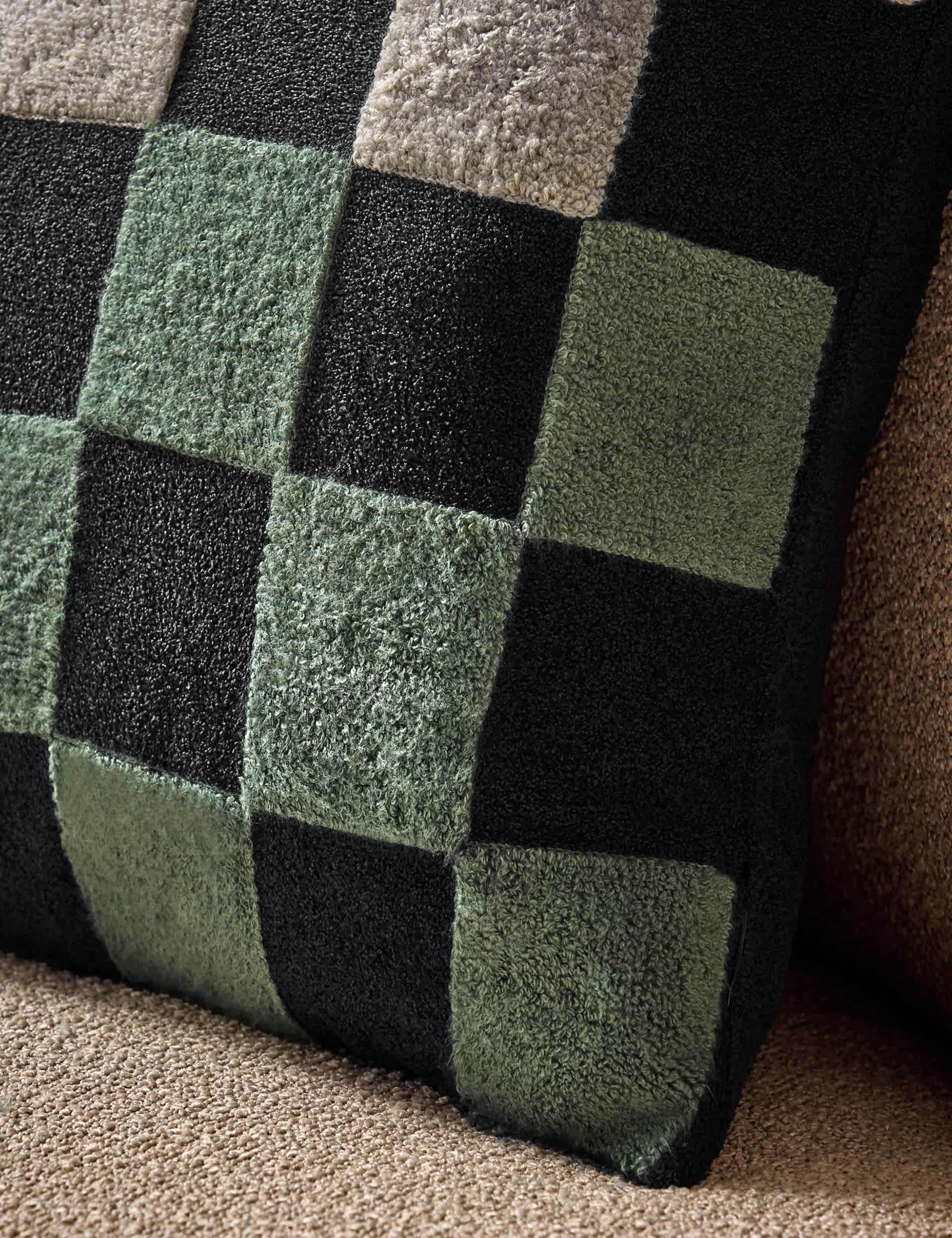 MADE bouclé checkerboard cushion 50cm, UK version