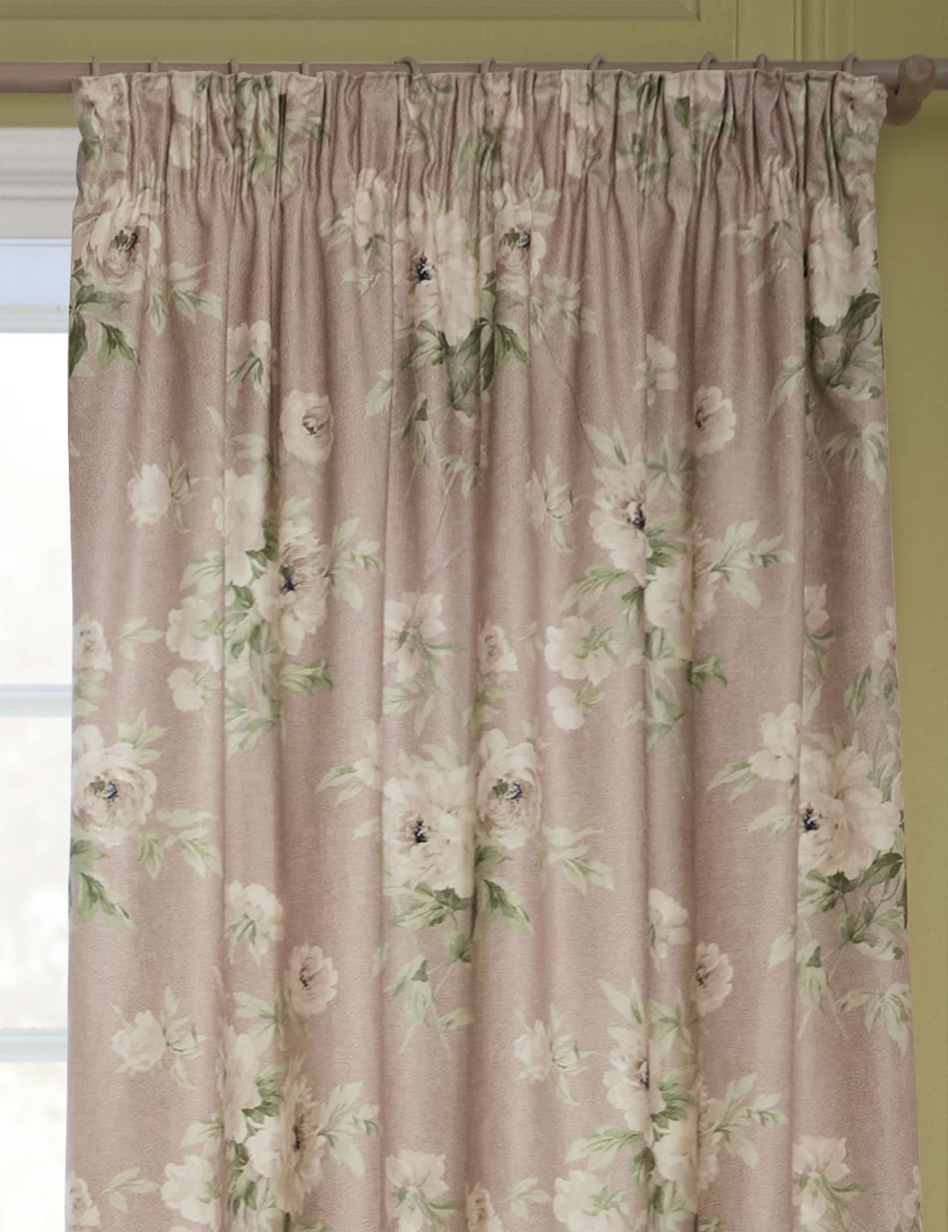 Sanderson Adele chenille pencil pleat curtains, imported from the UK