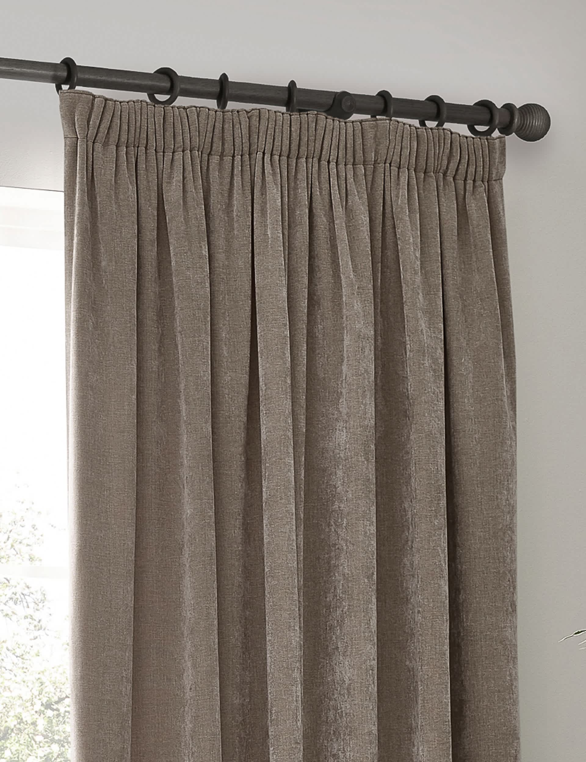 Yard Chenille Blackout Pencil Pleat Curtains, imported from the UK