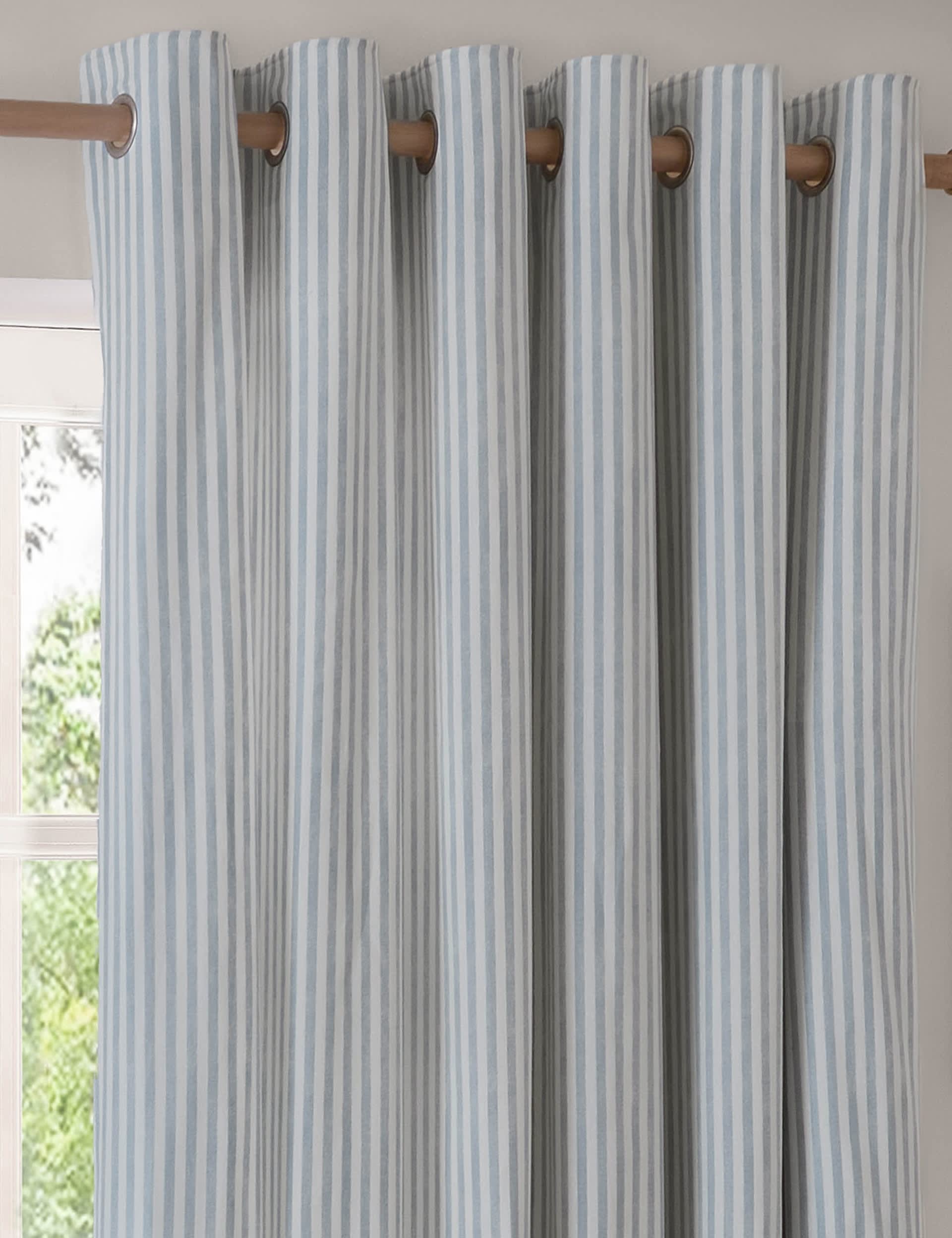 Yard Hebden Pure Cotton Striped Eyelet Curtains