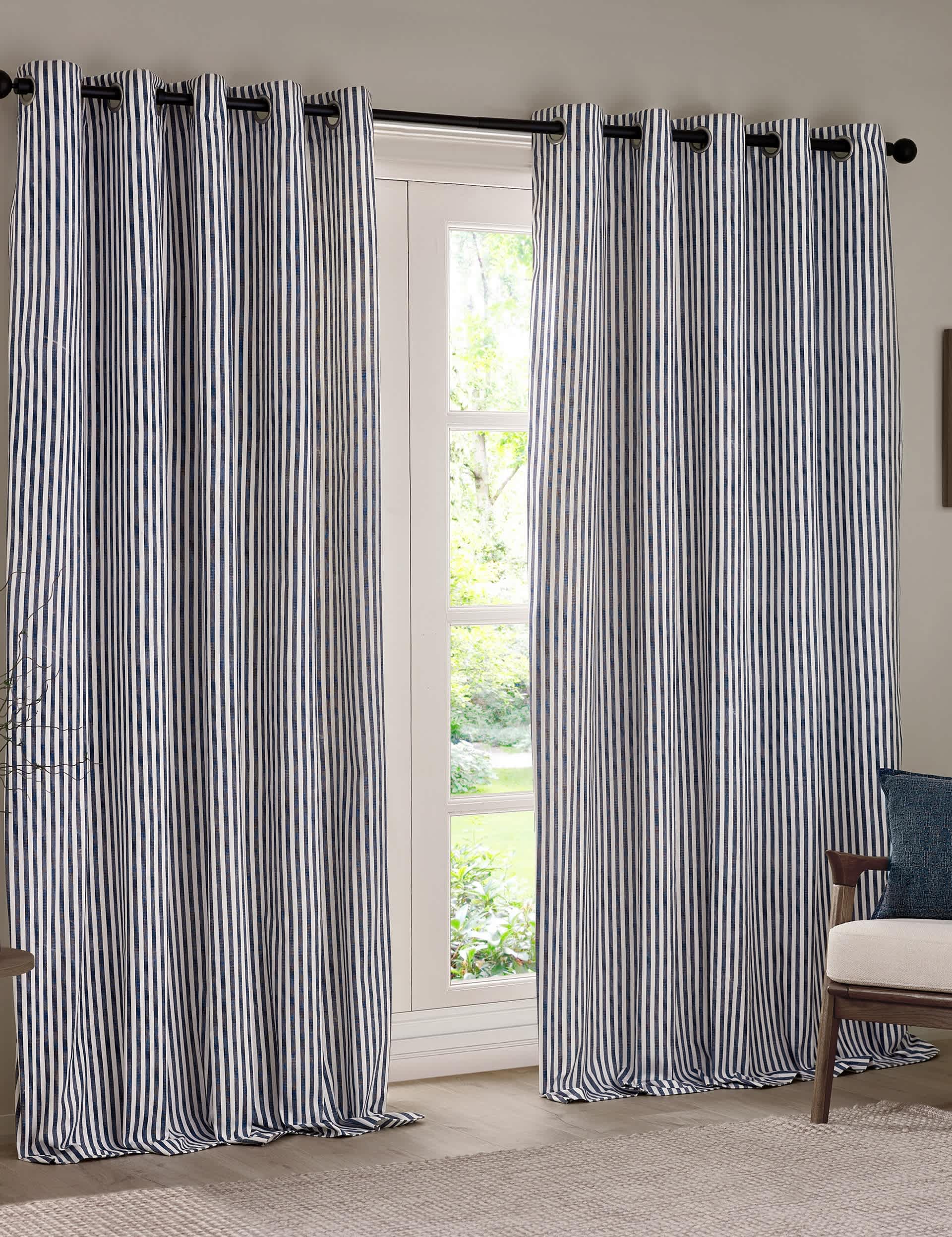 Yard Hebden Pure Cotton Striped Eyelet Curtains