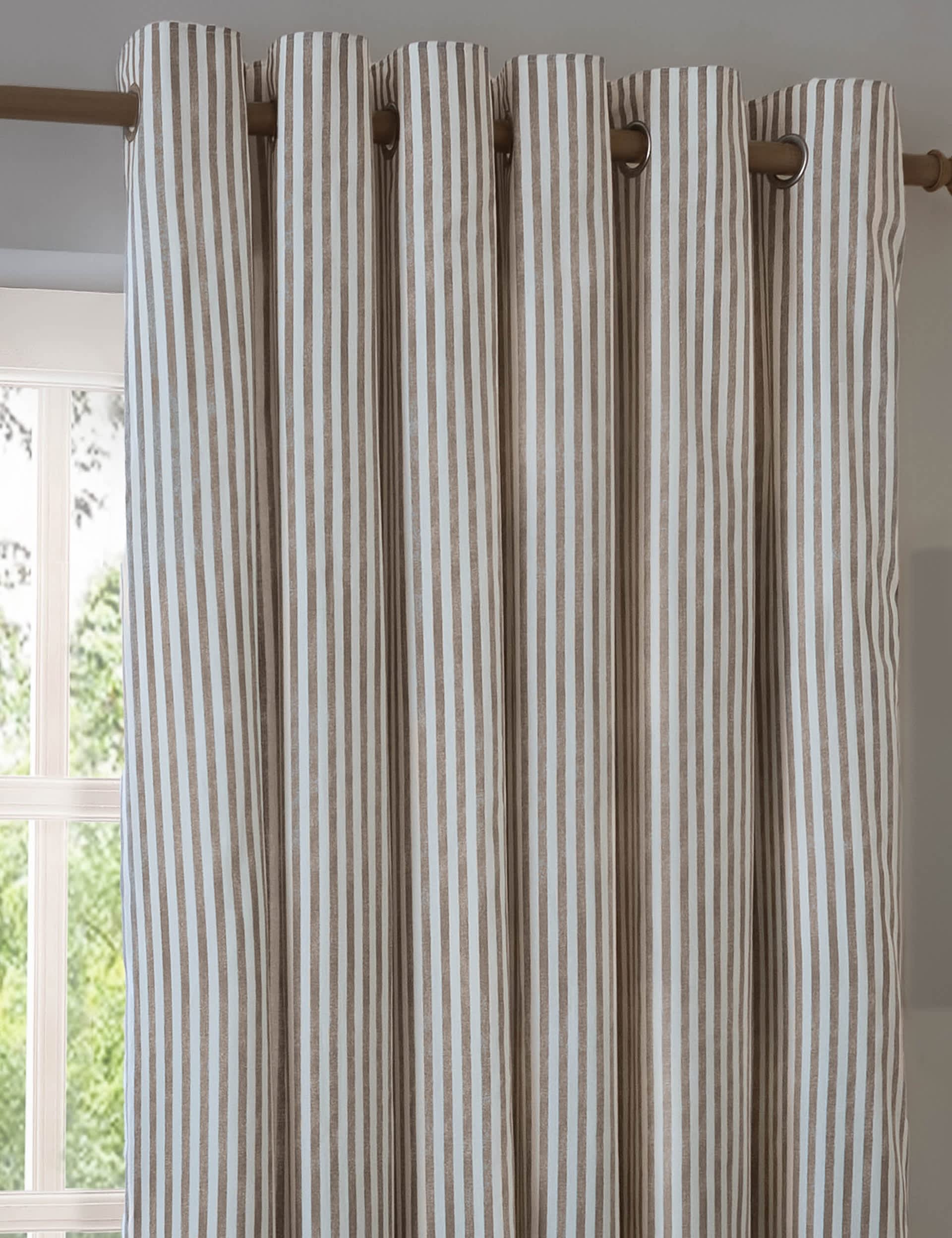 Yard Hebden Pure Cotton Striped Eyelet Curtains