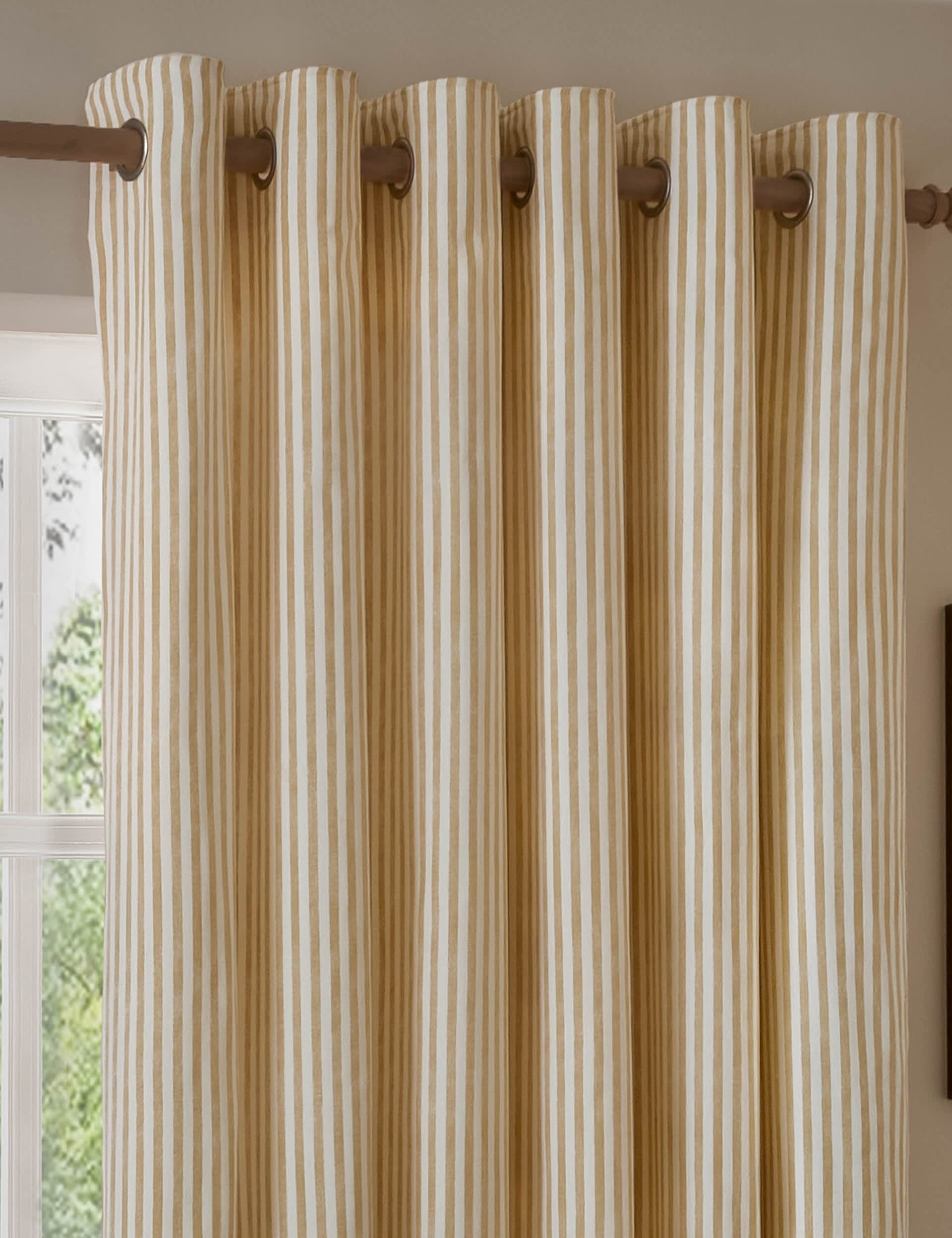 Yard Hebden Pure Cotton Striped Eyelet Curtains