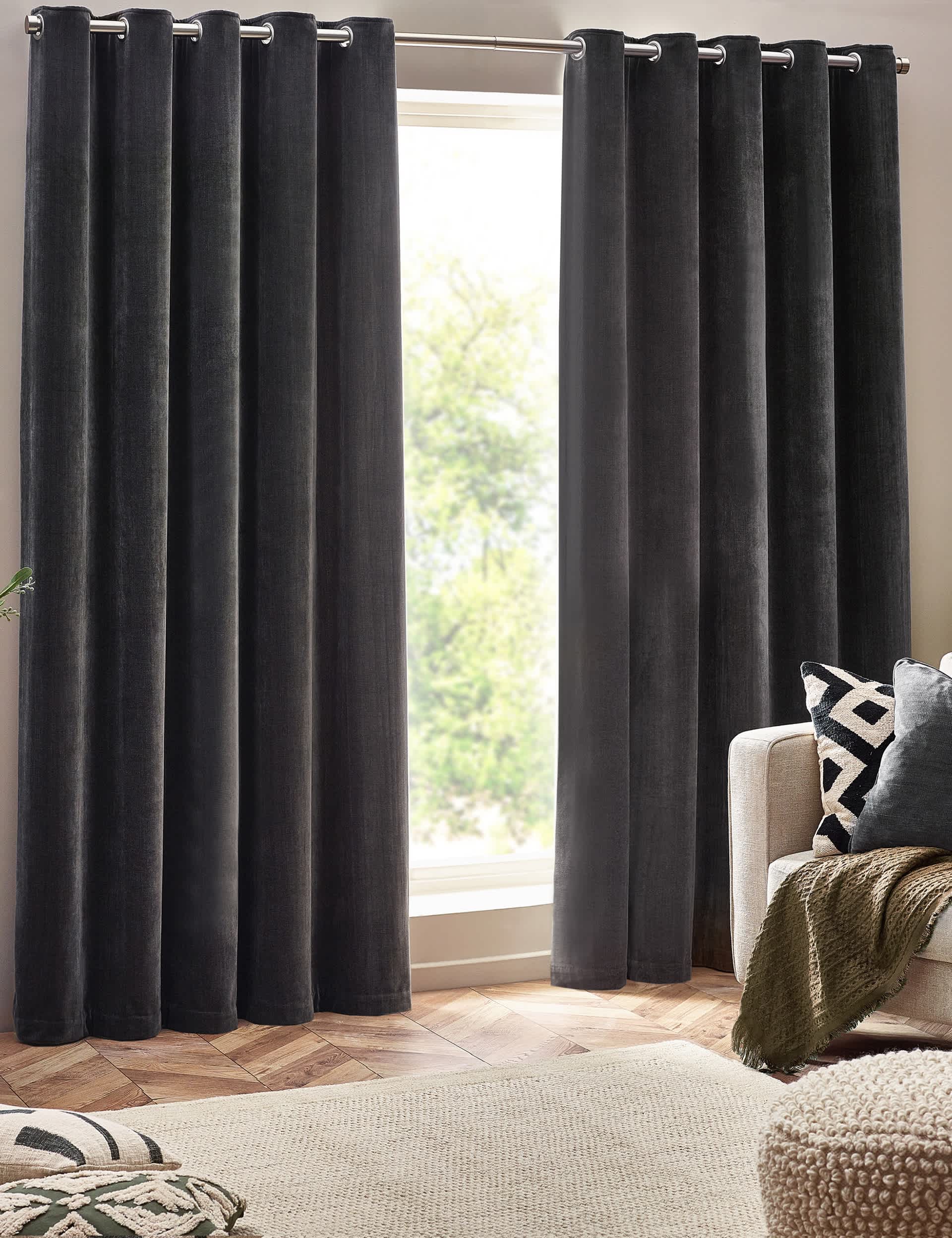 Yard chenille velvet eyelet curtains (British brand)