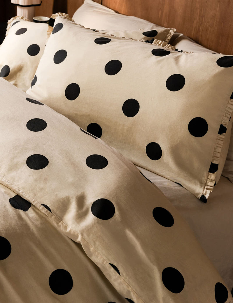 Rockett St George Dot Noir ruffled bedding set - British product