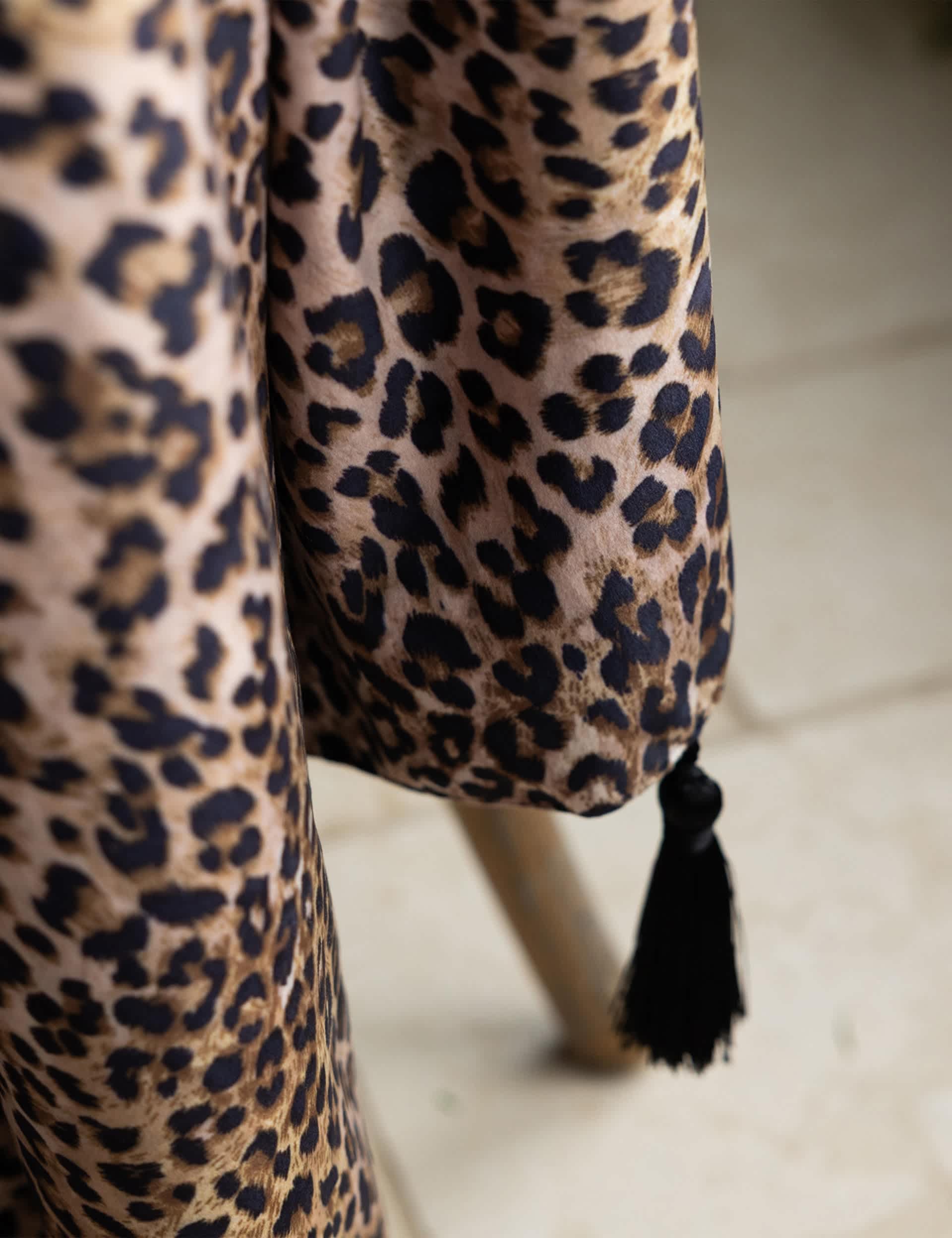 Rockett St George velvet leopard print tasselled throw (British brand)